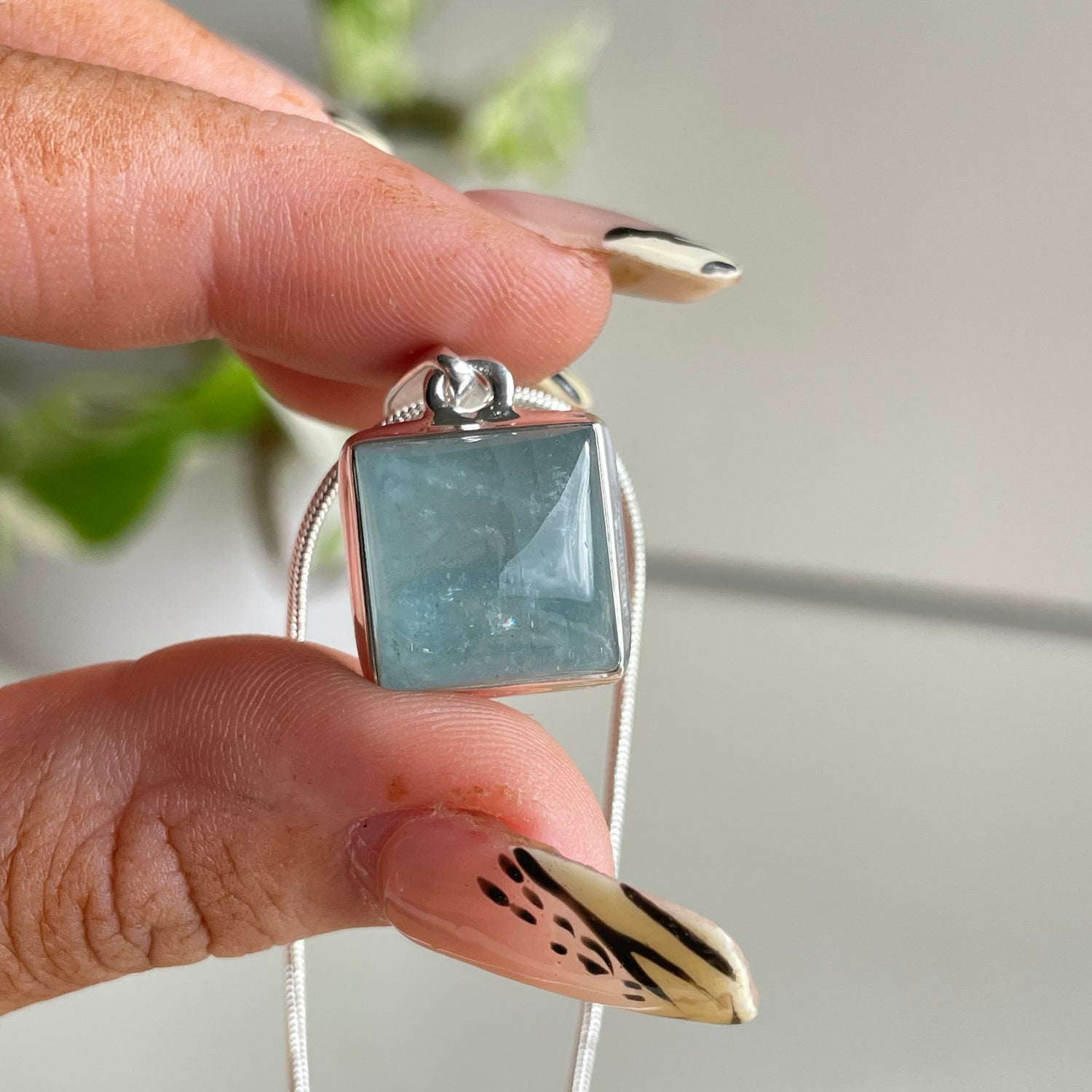 Aquamarine Square Pendant
