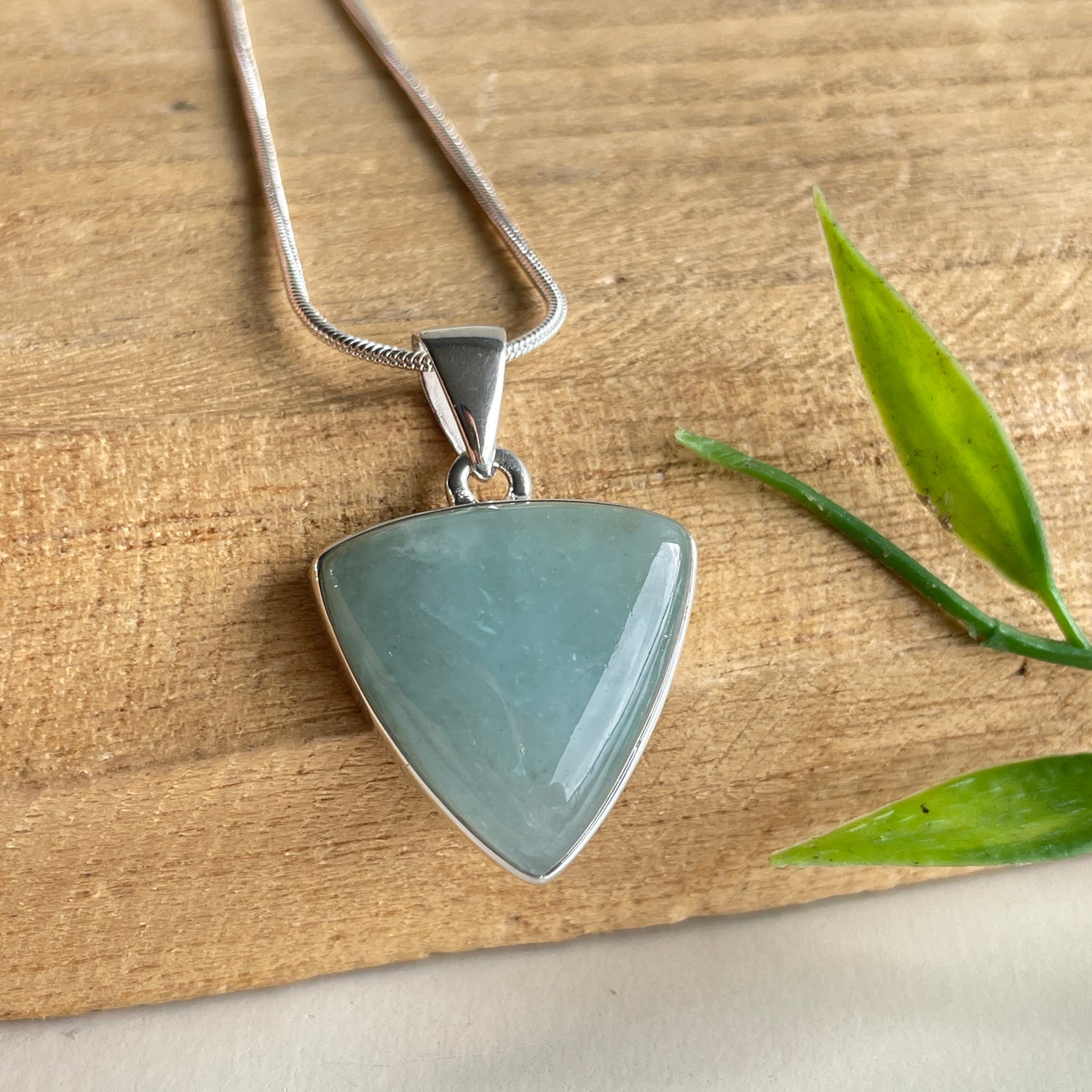 Aquamarine Triangle Pendant