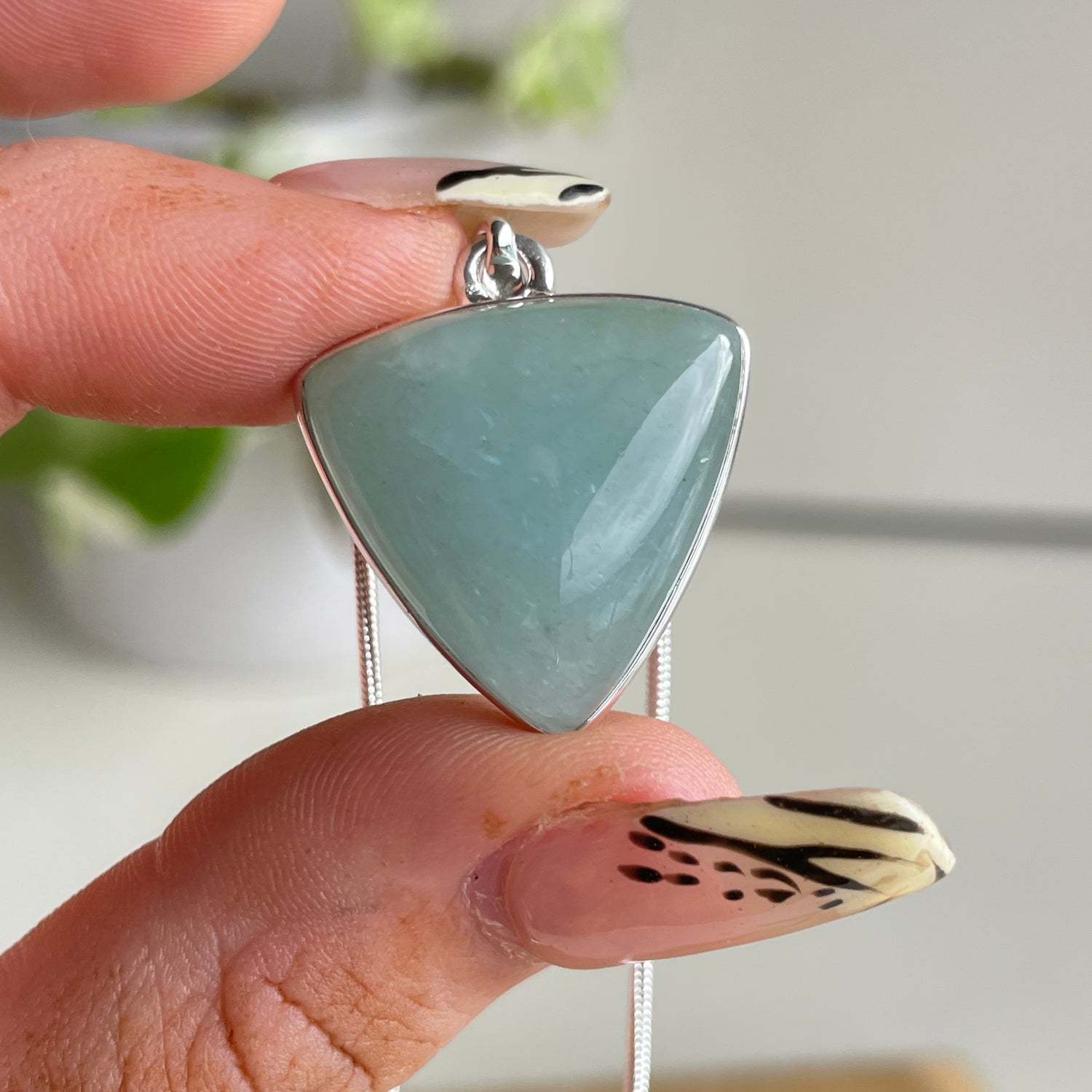 Aquamarine Triangle Pendant