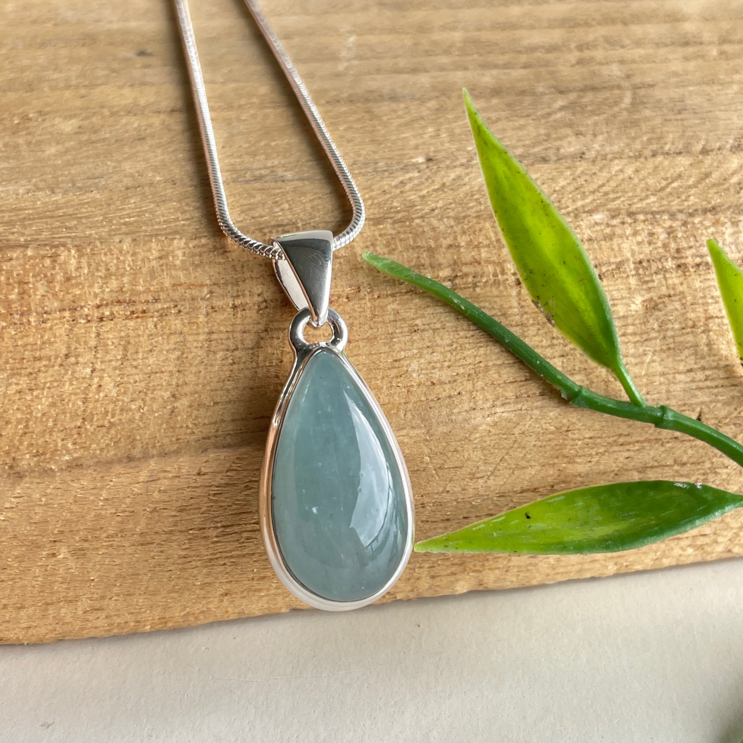 Aquamarine Teardrop Pendant