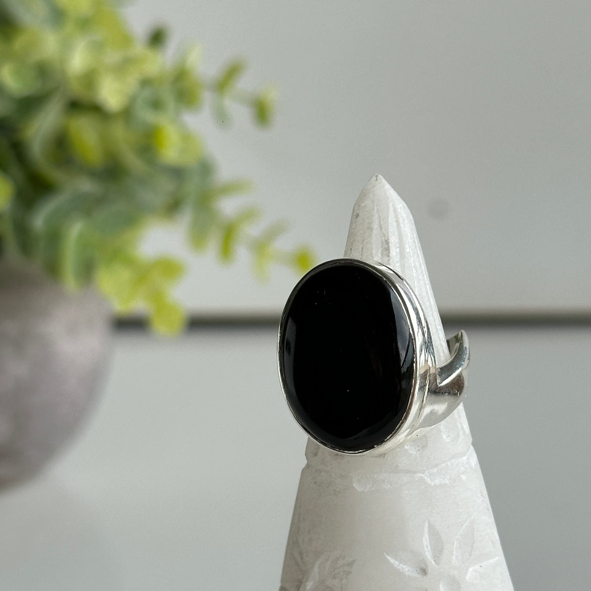 Gold Sheen Obsidian Oval Ring Sz7