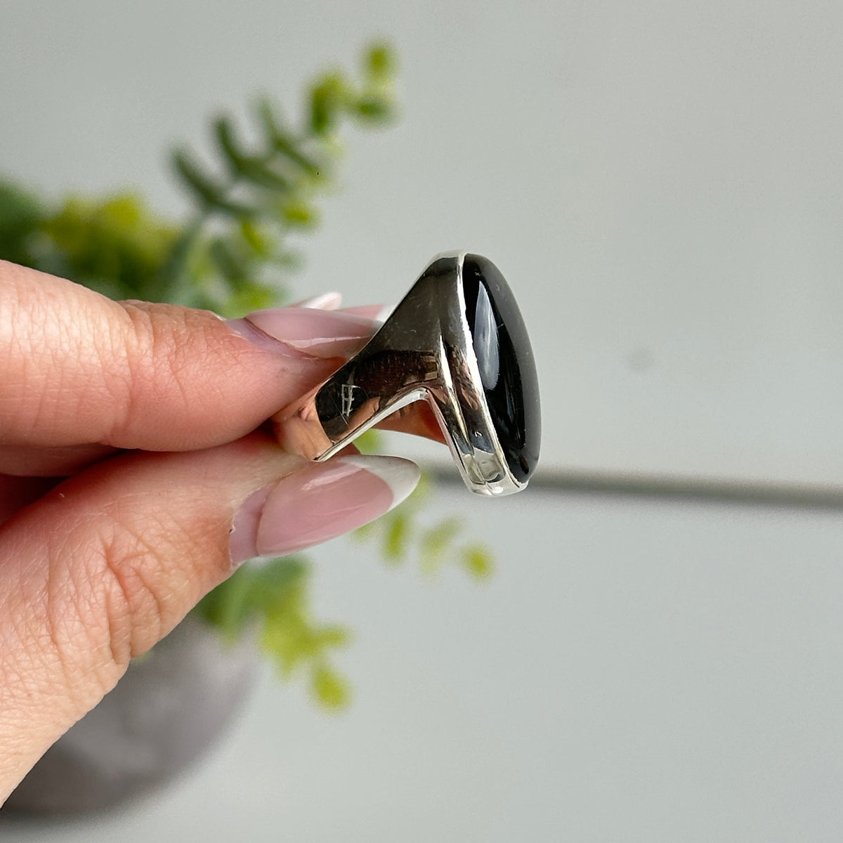 Gold Sheen Obsidian Oval Ring Sz7