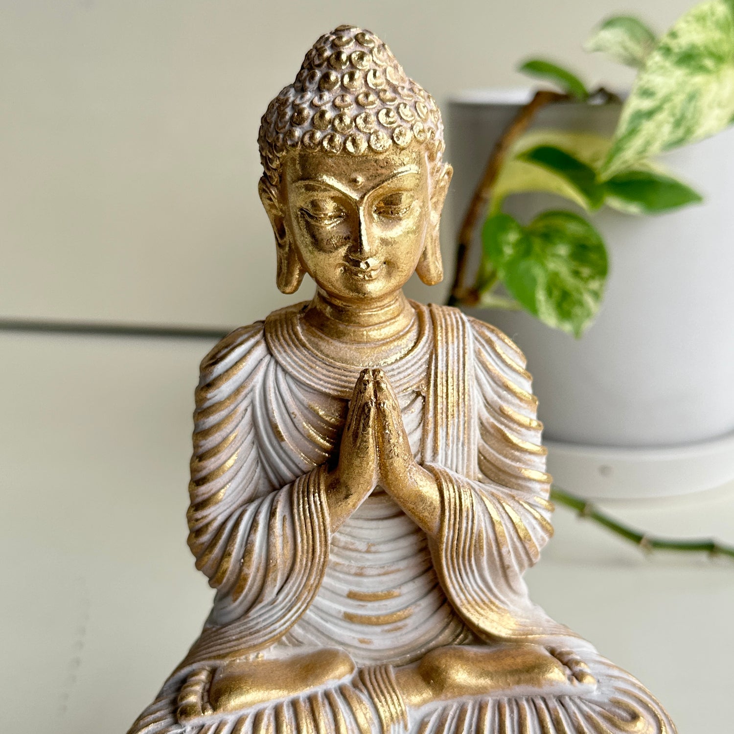 Gold White Sitting Buddha PSB236A