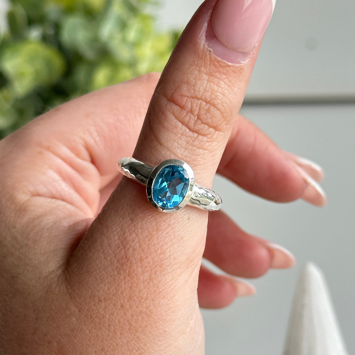 Blue Topaz Oval Ring Sz9