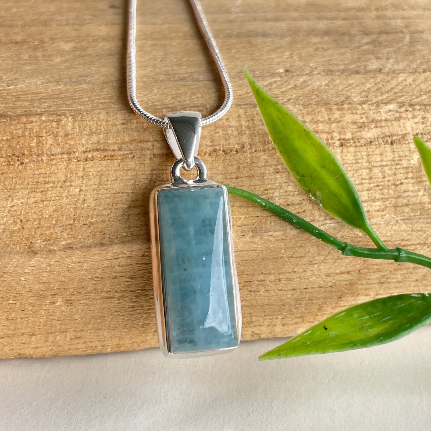Aquamarine Rectangle Pendant