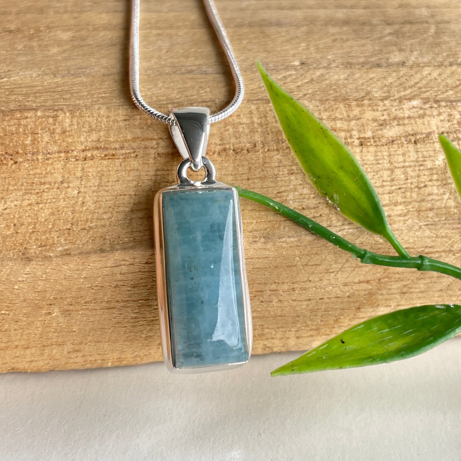 Aquamarine Rectangle Pendant