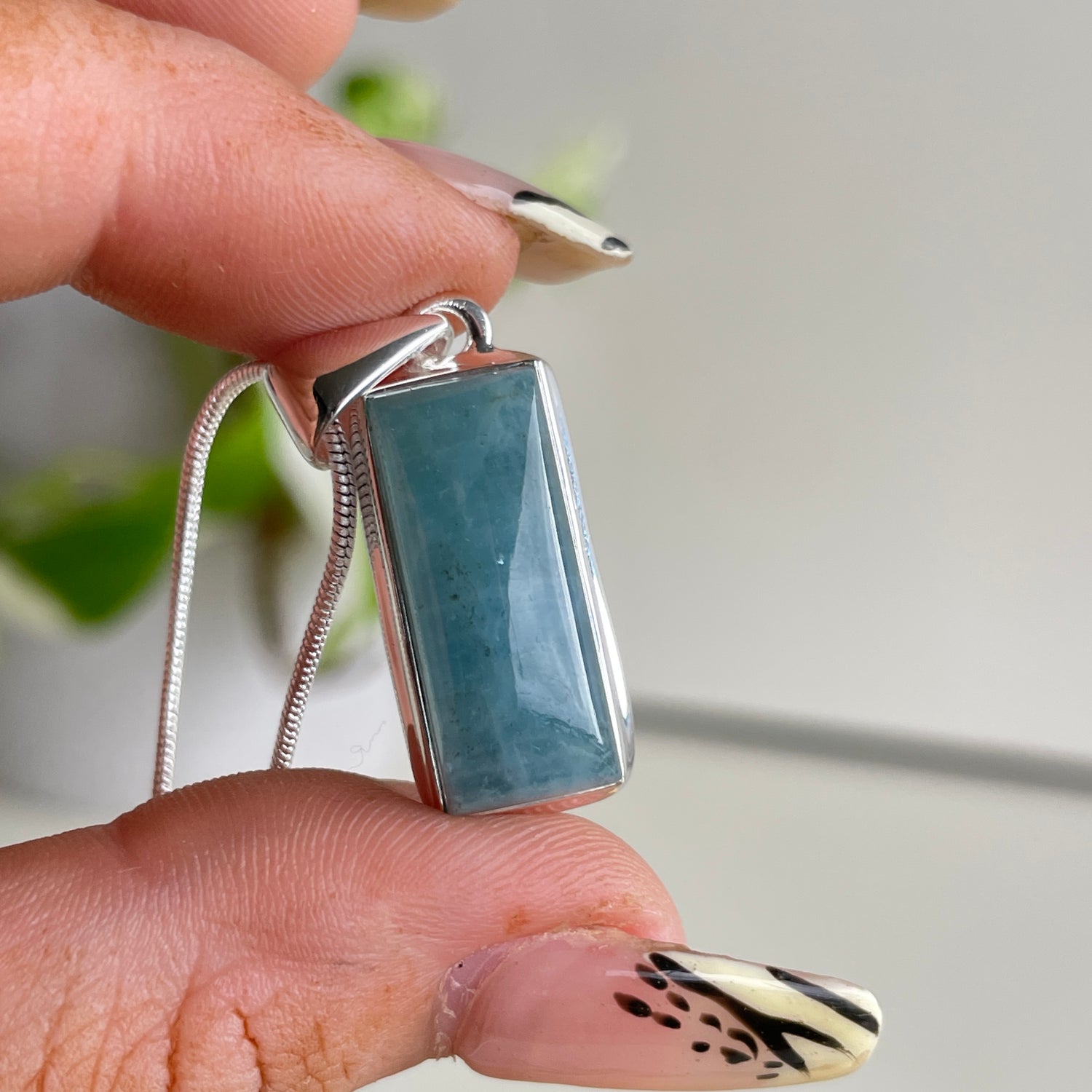 Aquamarine Rectangle Pendant