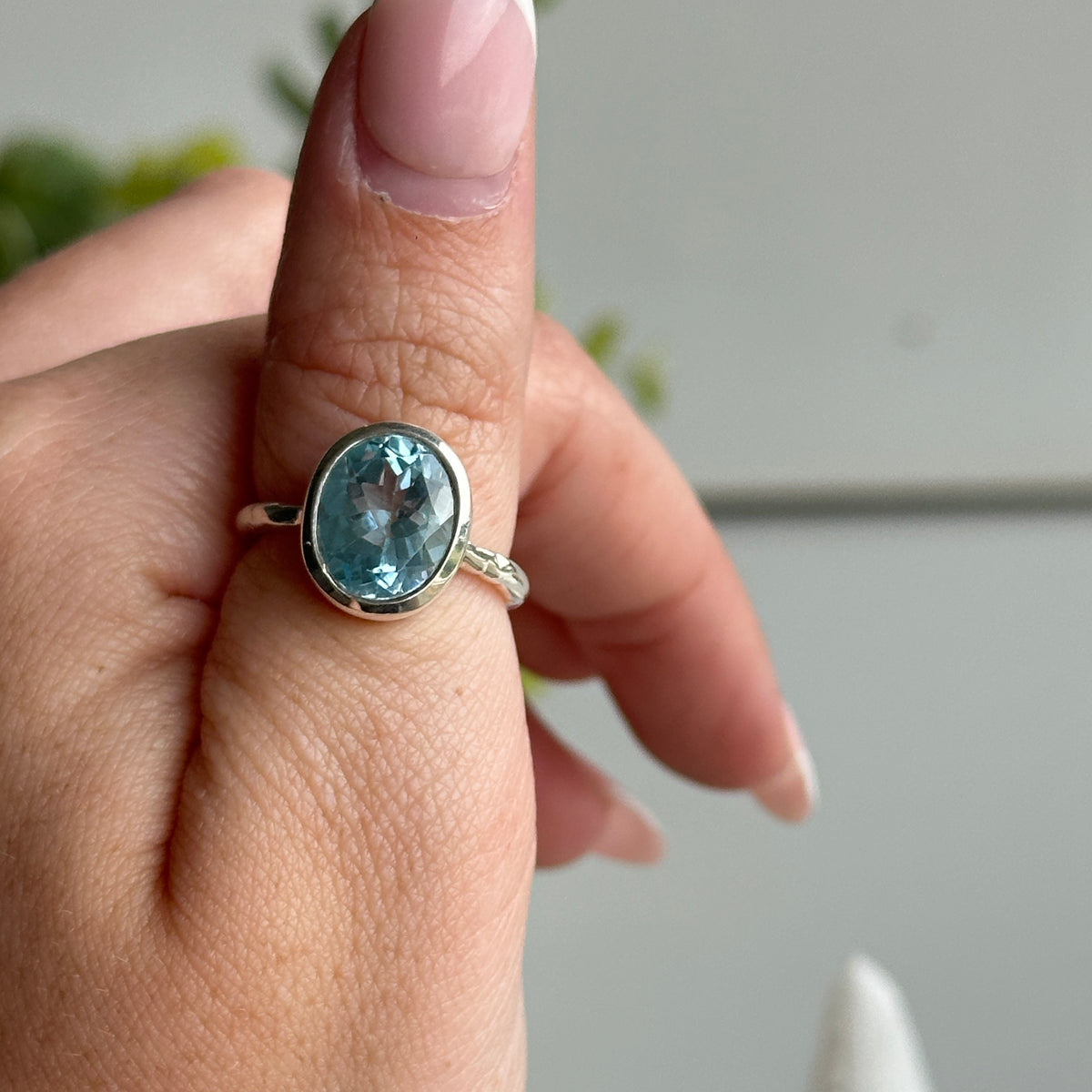 Blue Topaz Oval Ring Sz6