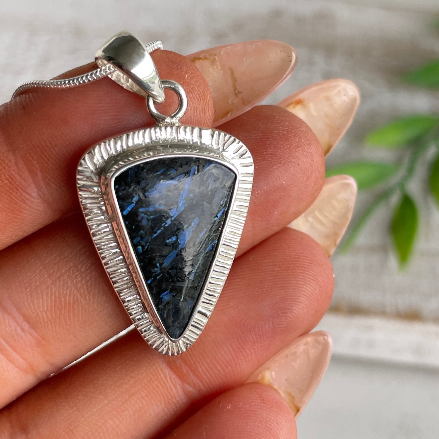 Nuummite Triangle Pendant 001