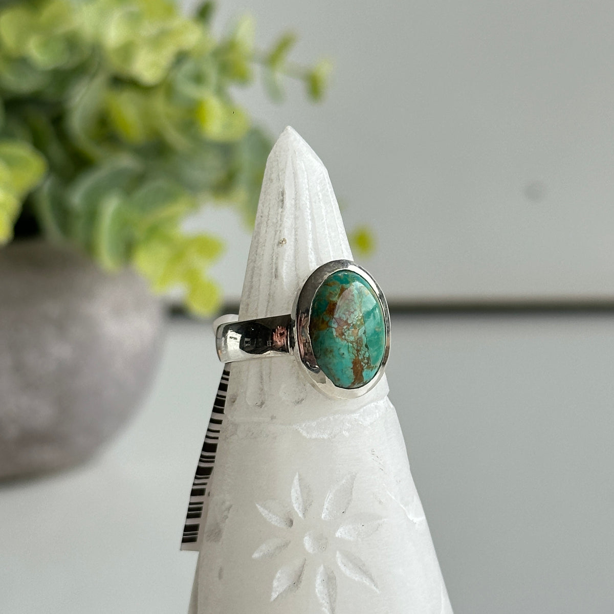 Turquoise Oval Ring Sz8