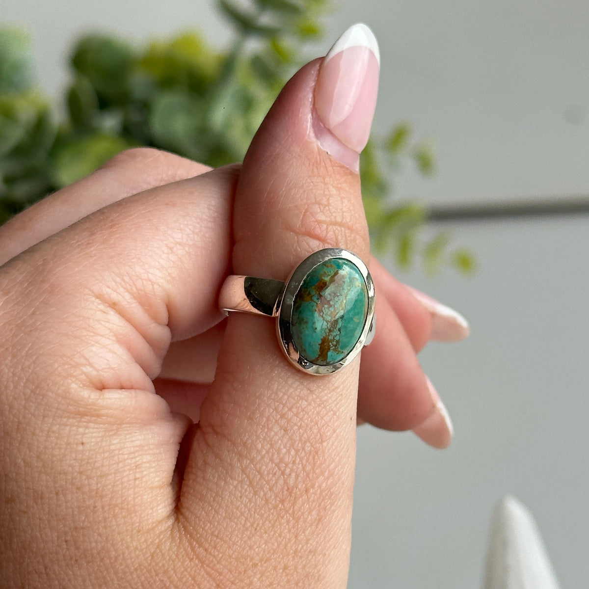 Turquoise Oval Ring Sz8