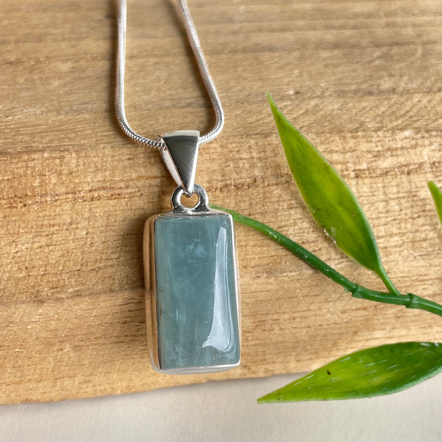 Aquamarine Rectangle Pendant