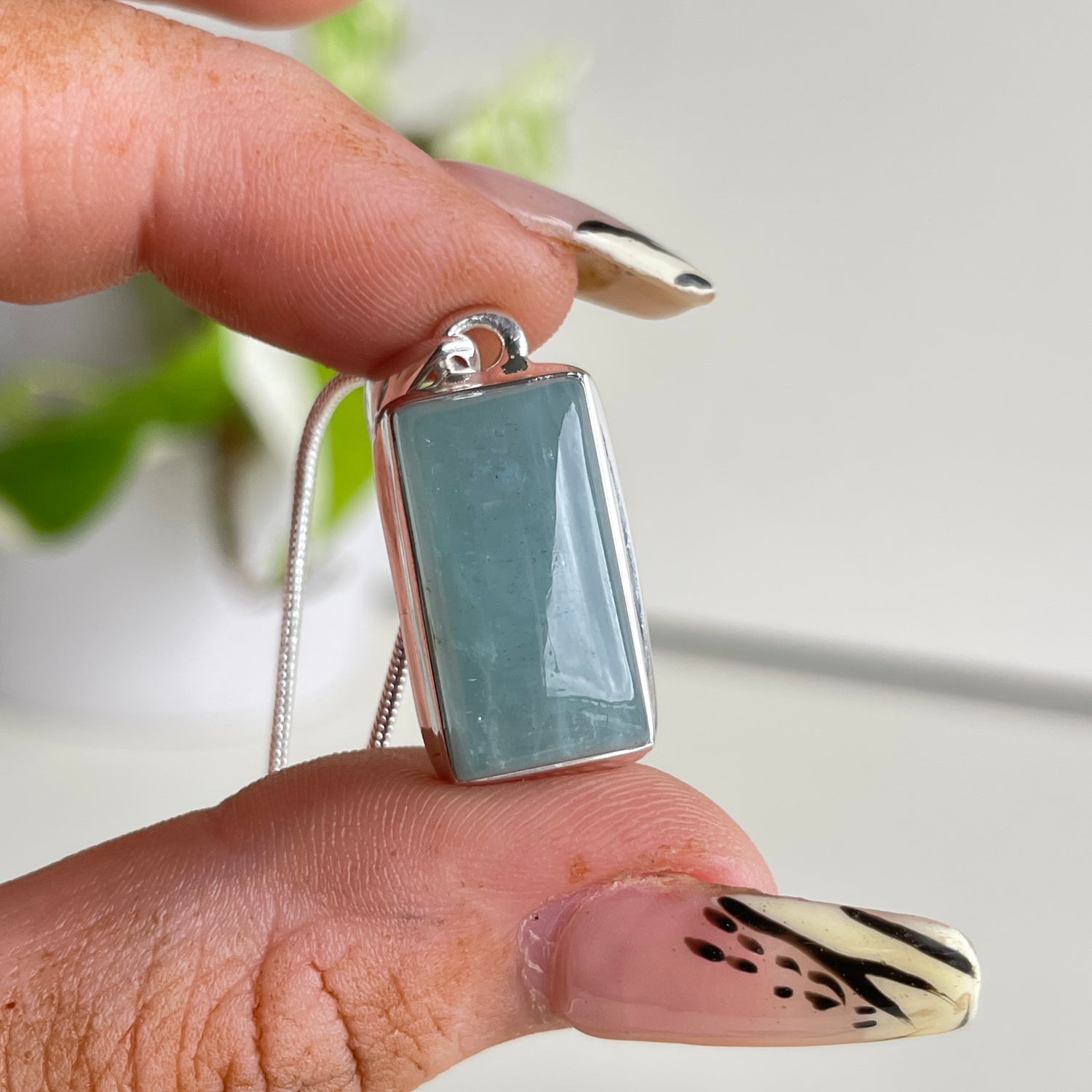Aquamarine Rectangle Pendant