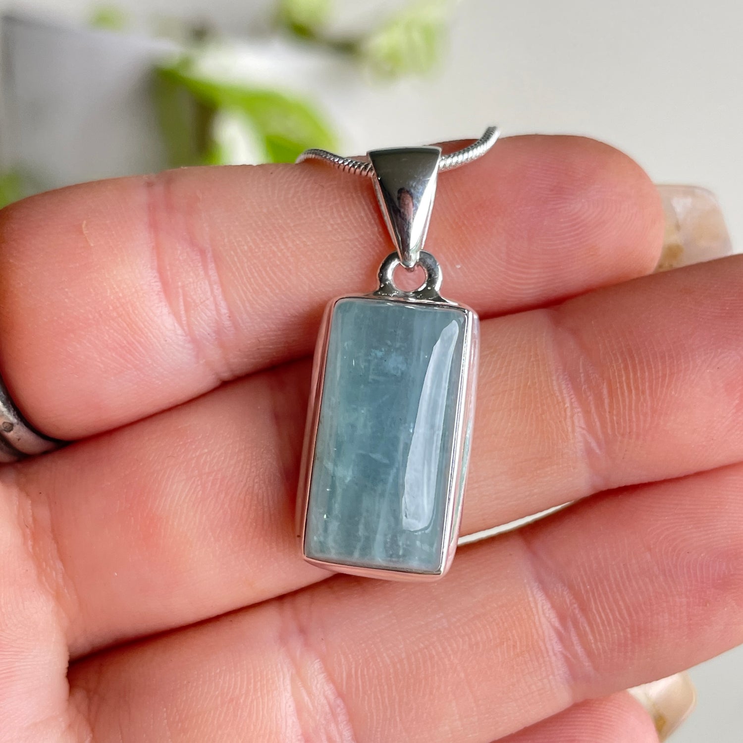 Aquamarine Rectangle Pendant