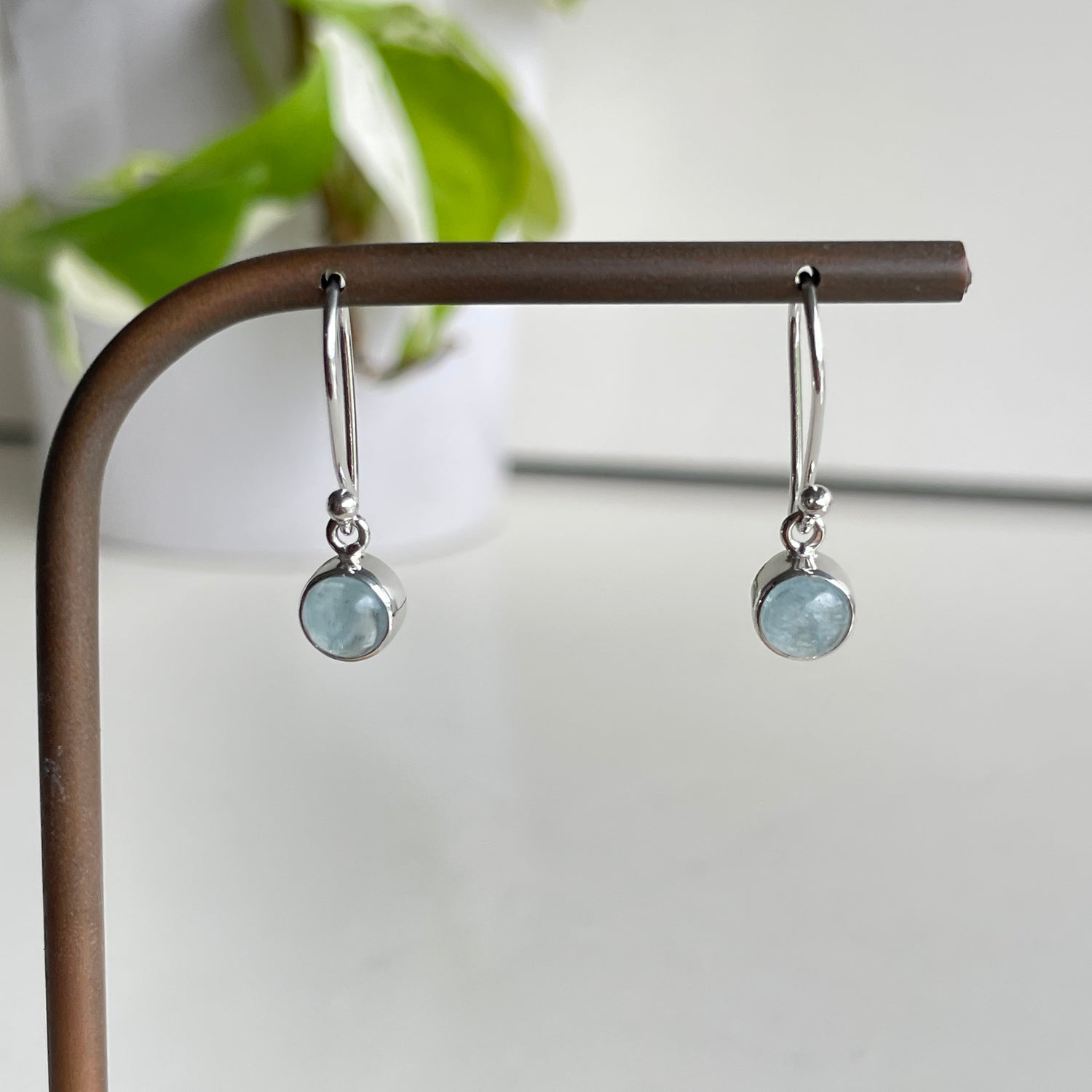 Aquamarine Round Earrings