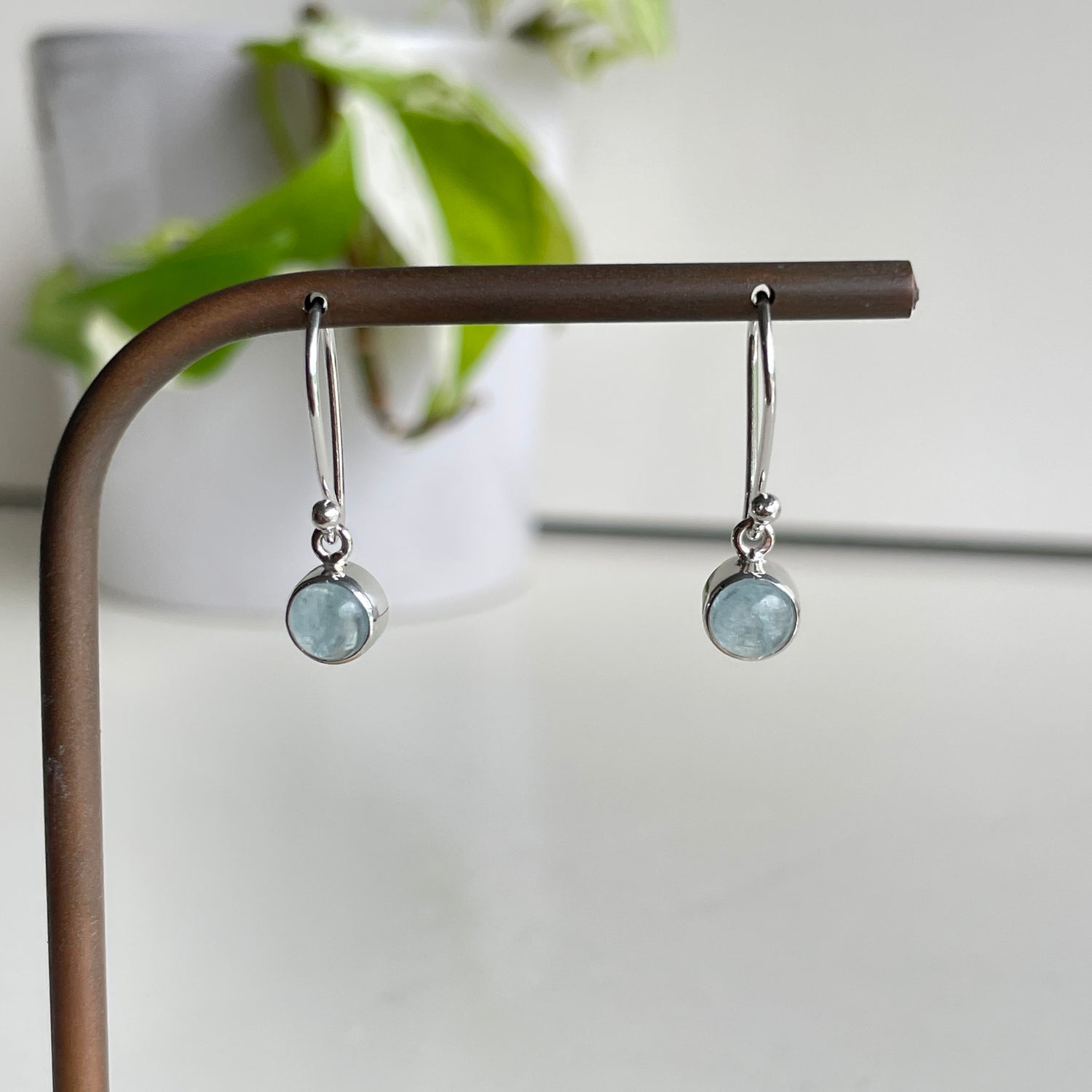Aquamarine Round Earrings