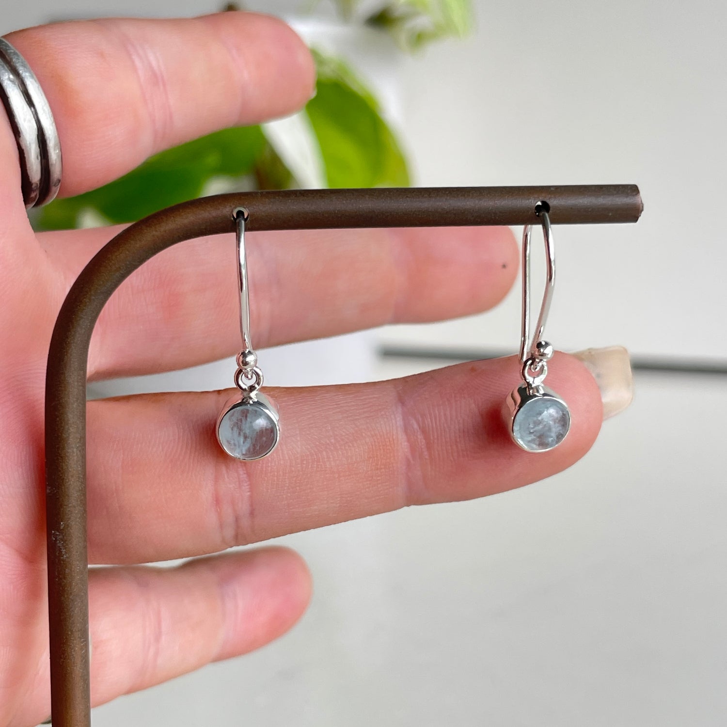 Aquamarine Round Earrings