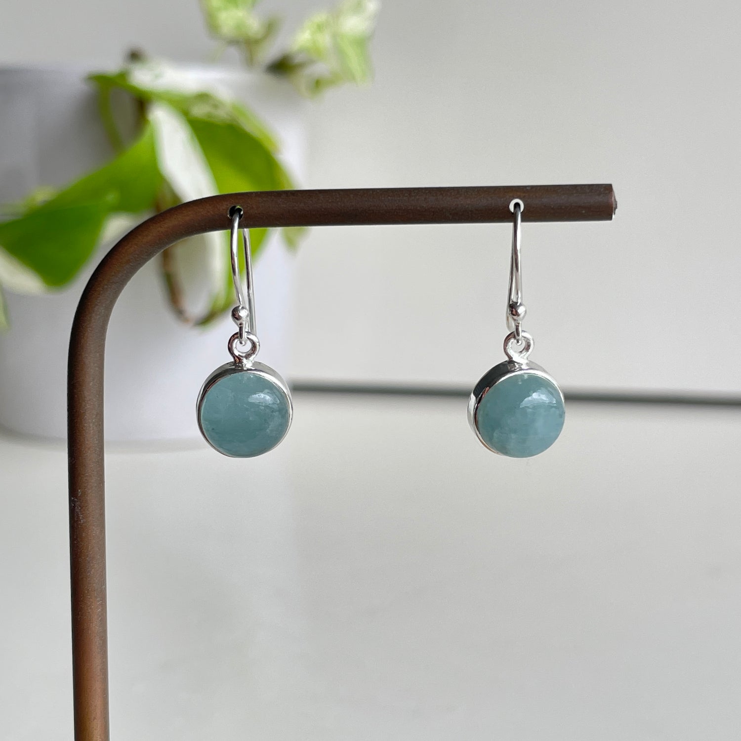 Aquamarine Round Earrings