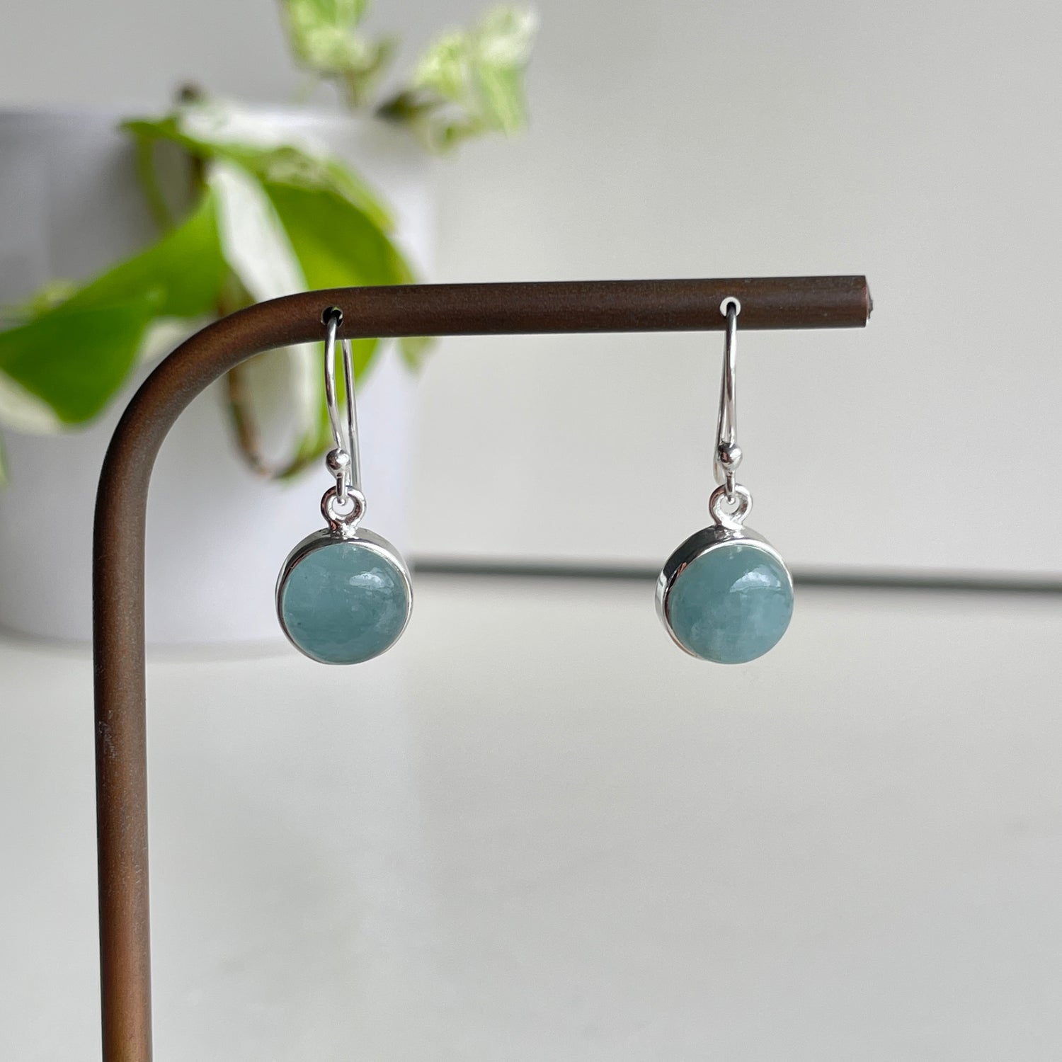 Aquamarine Round Earrings
