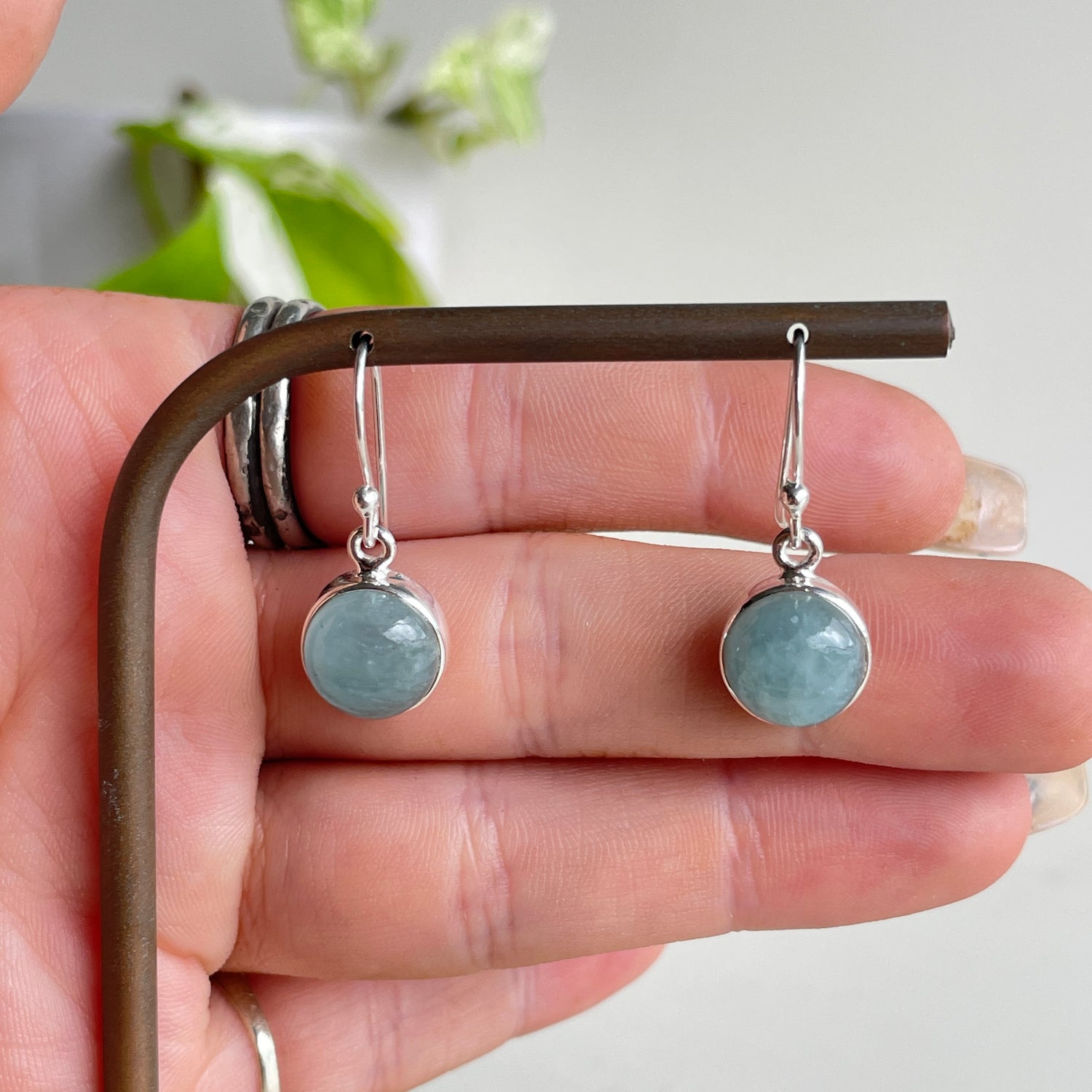 Aquamarine Round Earrings