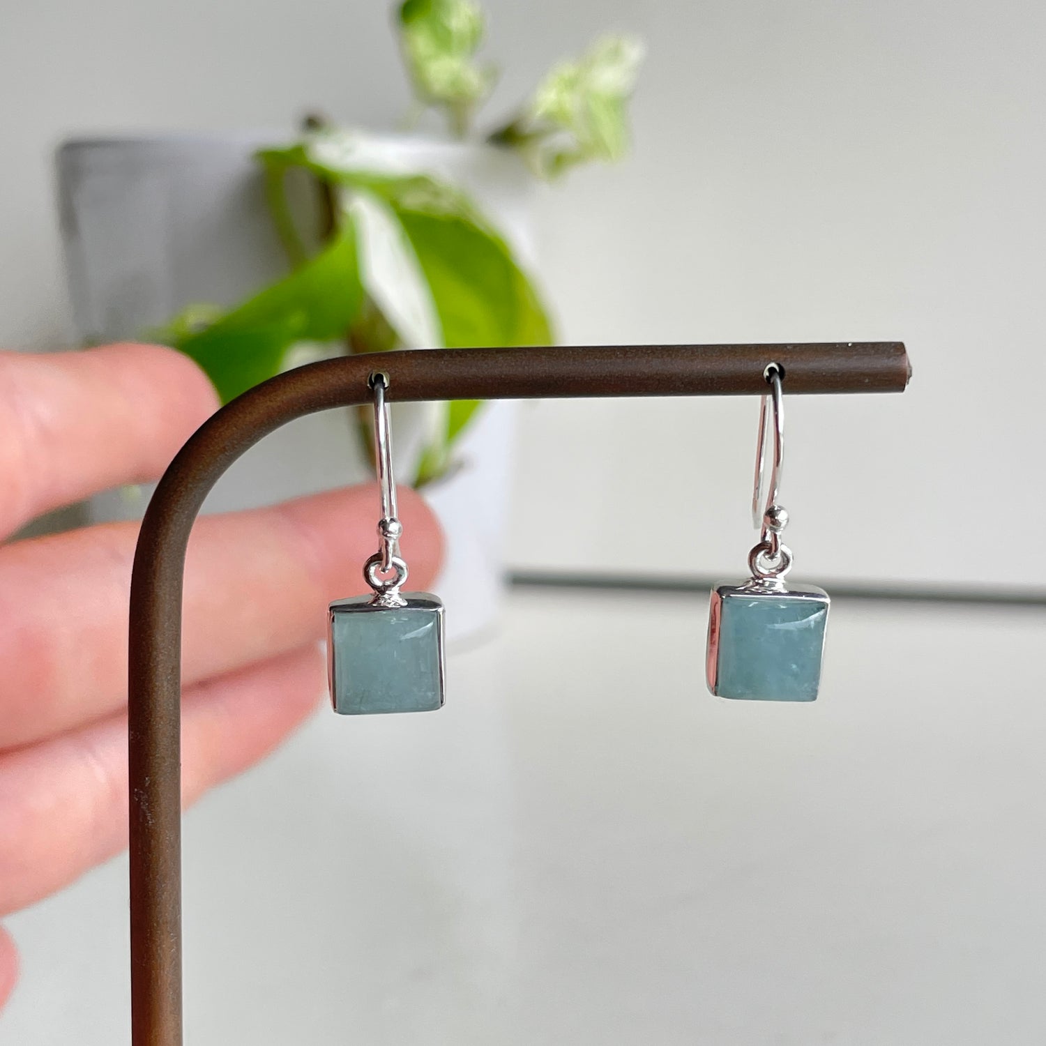 Aquamarine Square Earrings