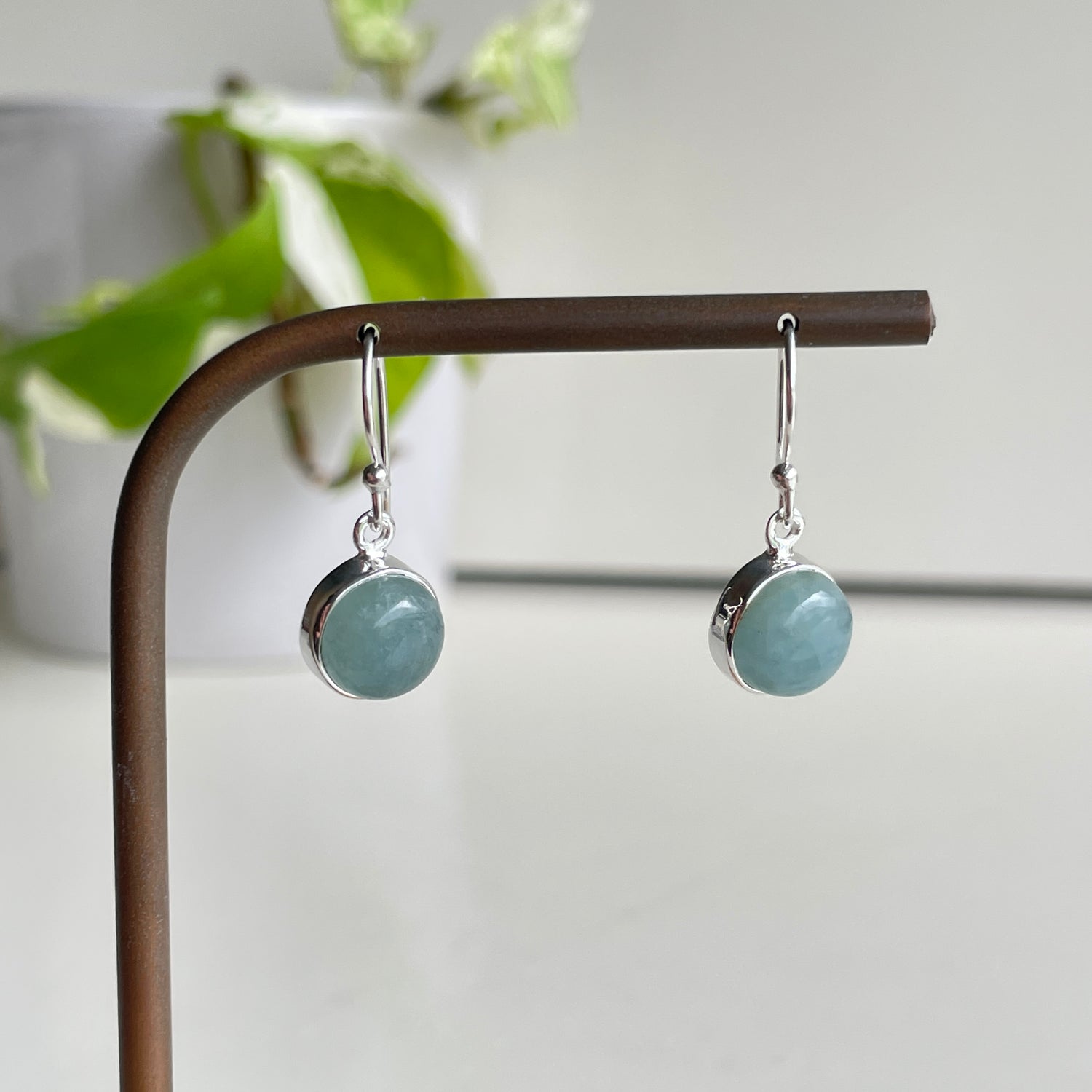 Aquamarine Round Earrings