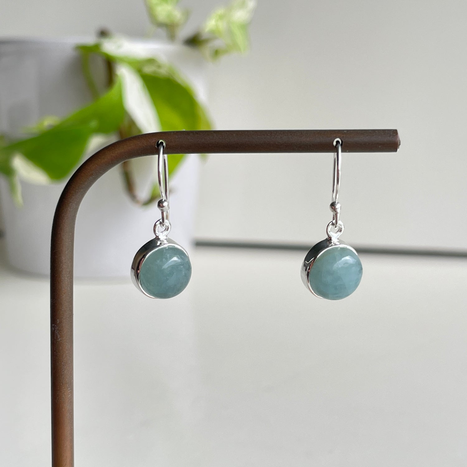 Aquamarine Round Earrings