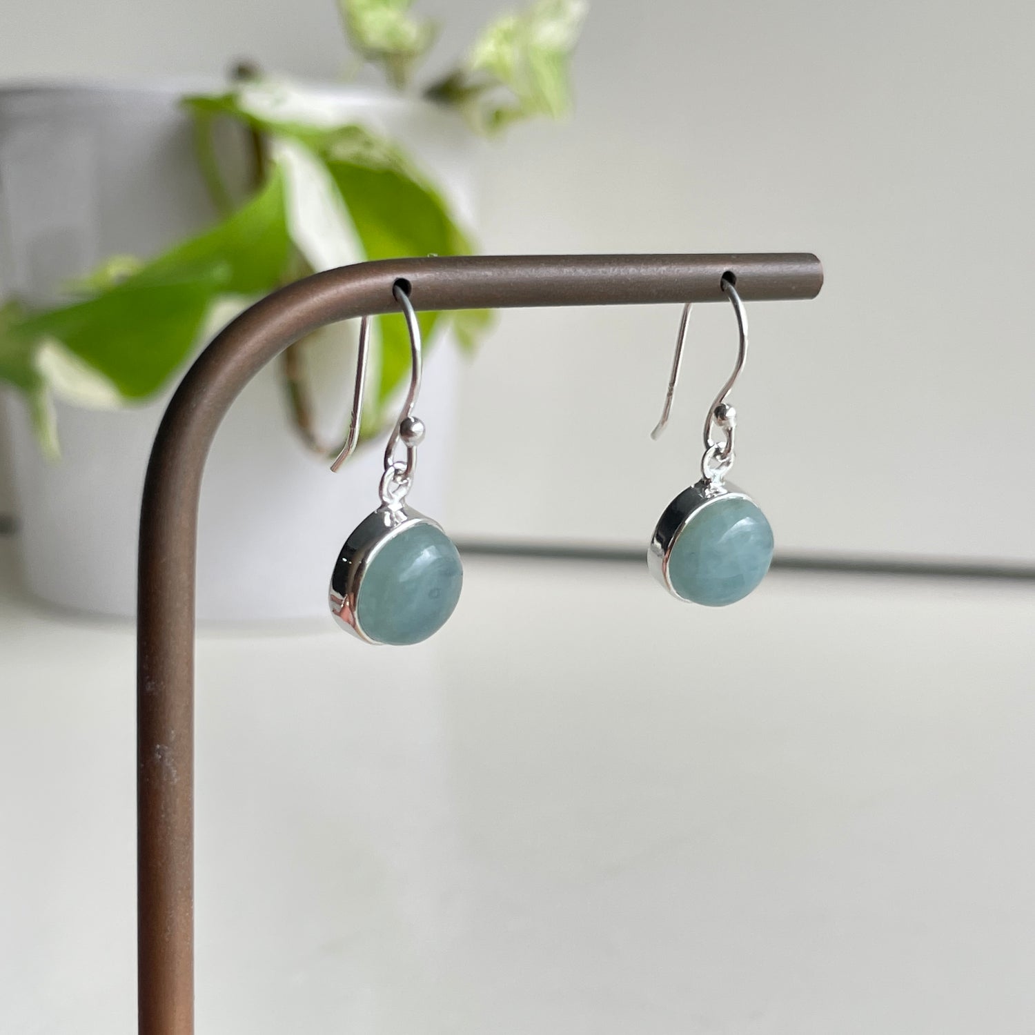 Aquamarine Round Earrings