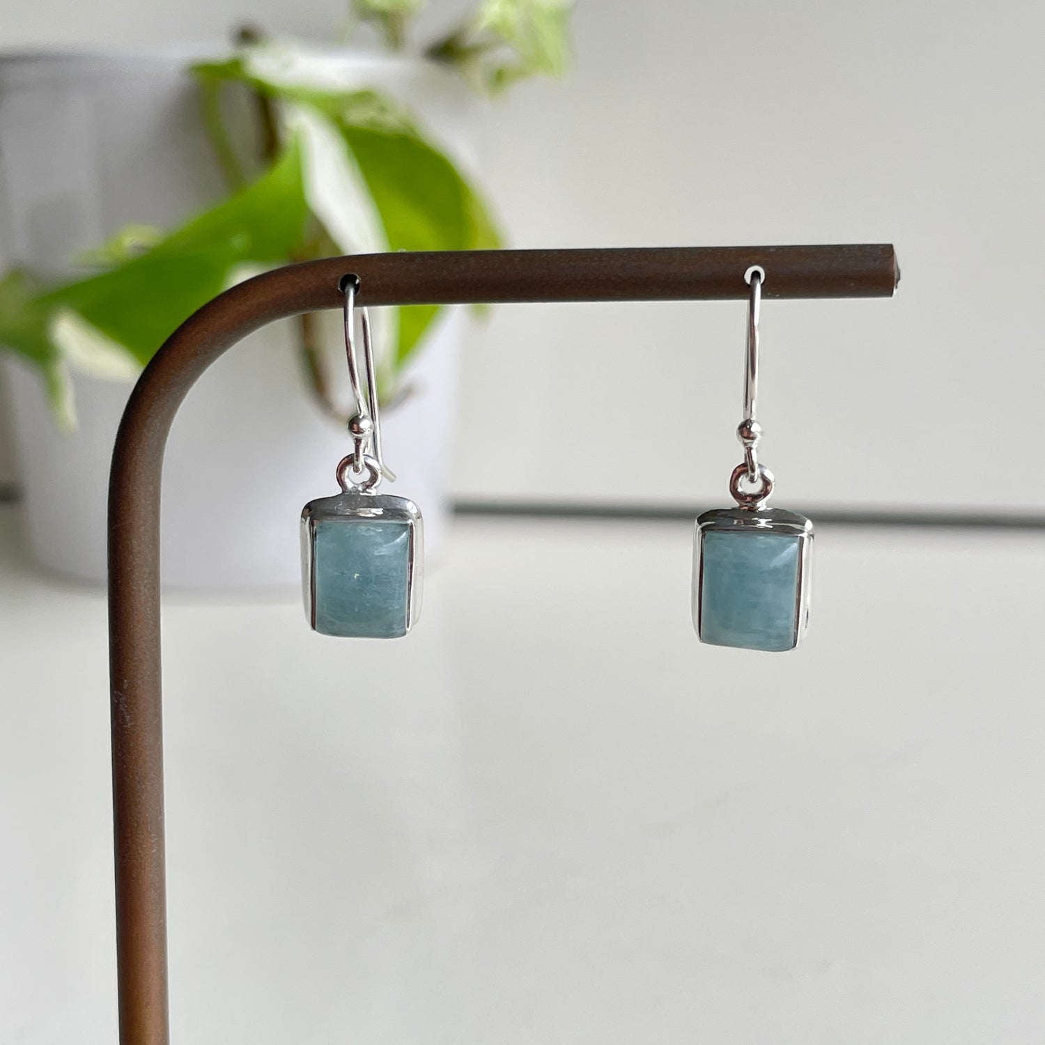 Aquamarine Rectangle Earrings
