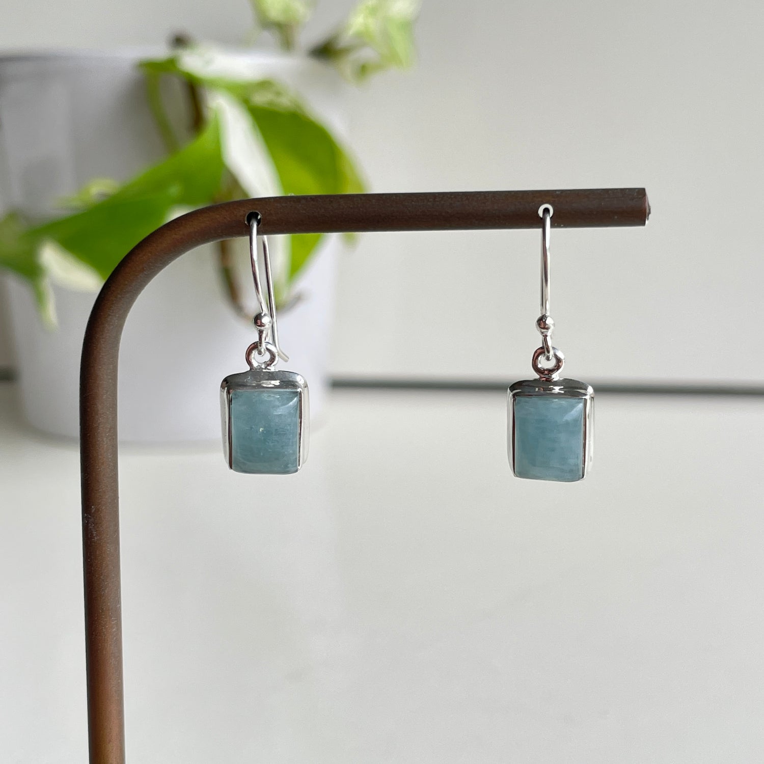 Aquamarine Rectangle Earrings