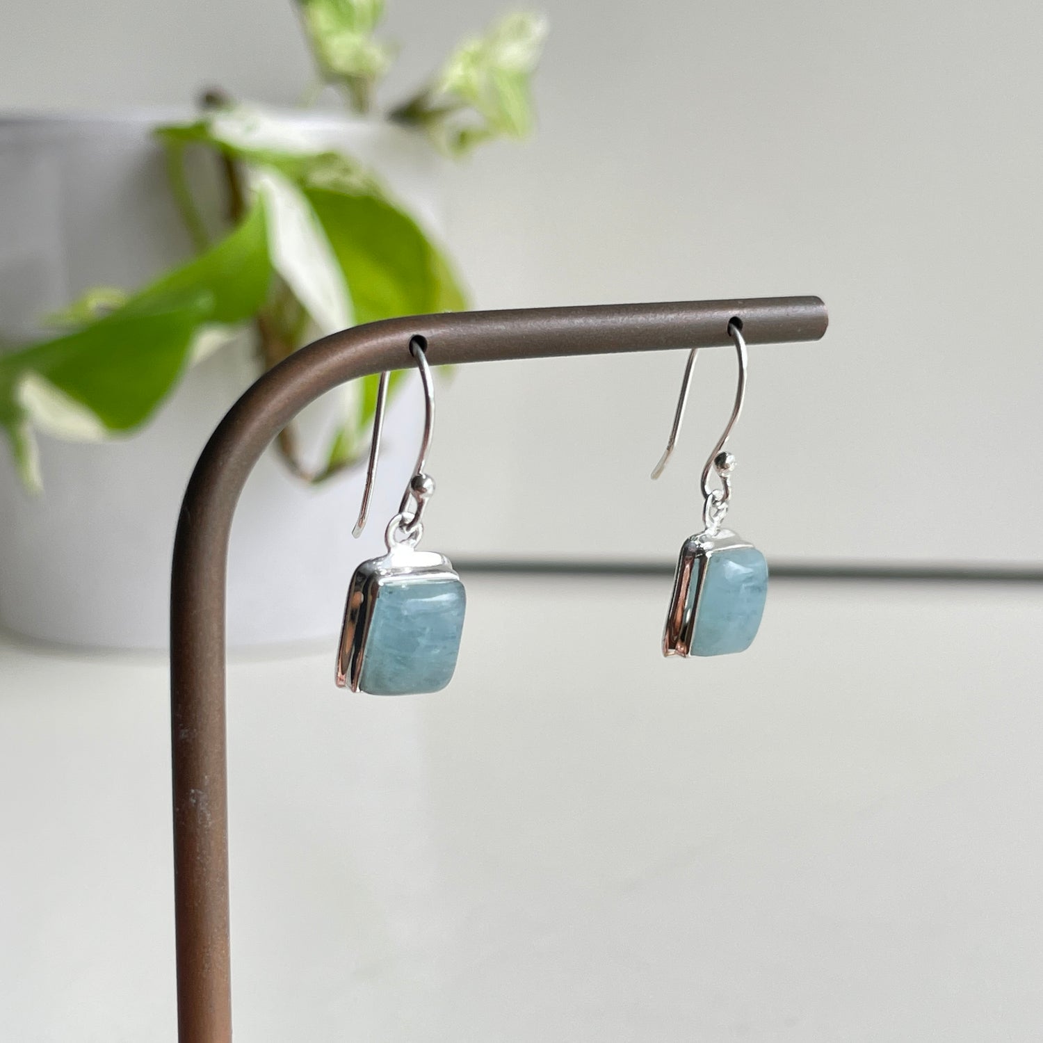 Aquamarine Rectangle Earrings