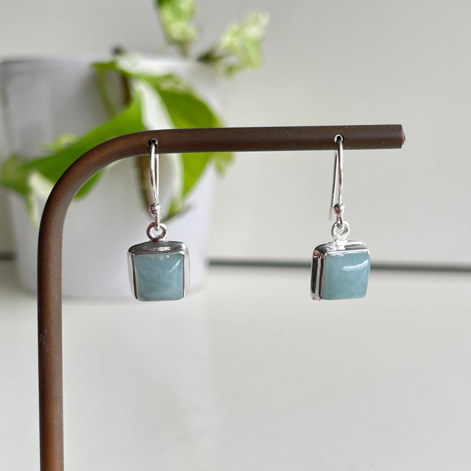 Aquamarine Square Earrings