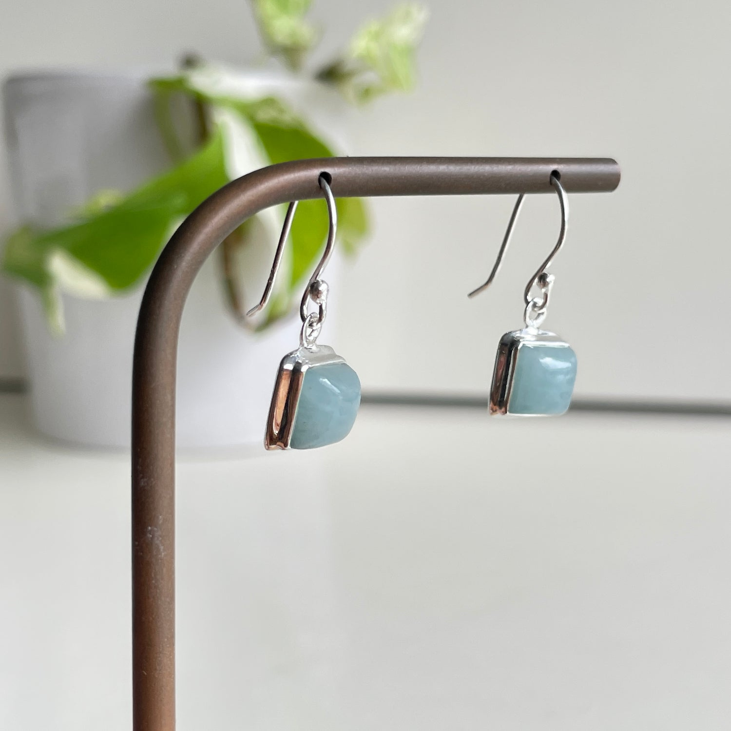 Aquamarine Square Earrings