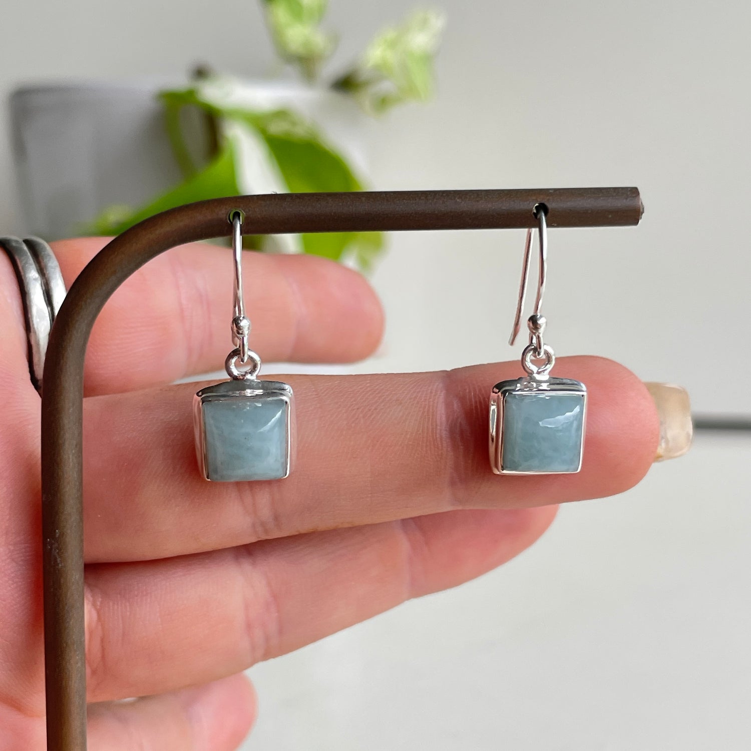 Aquamarine Square Earrings