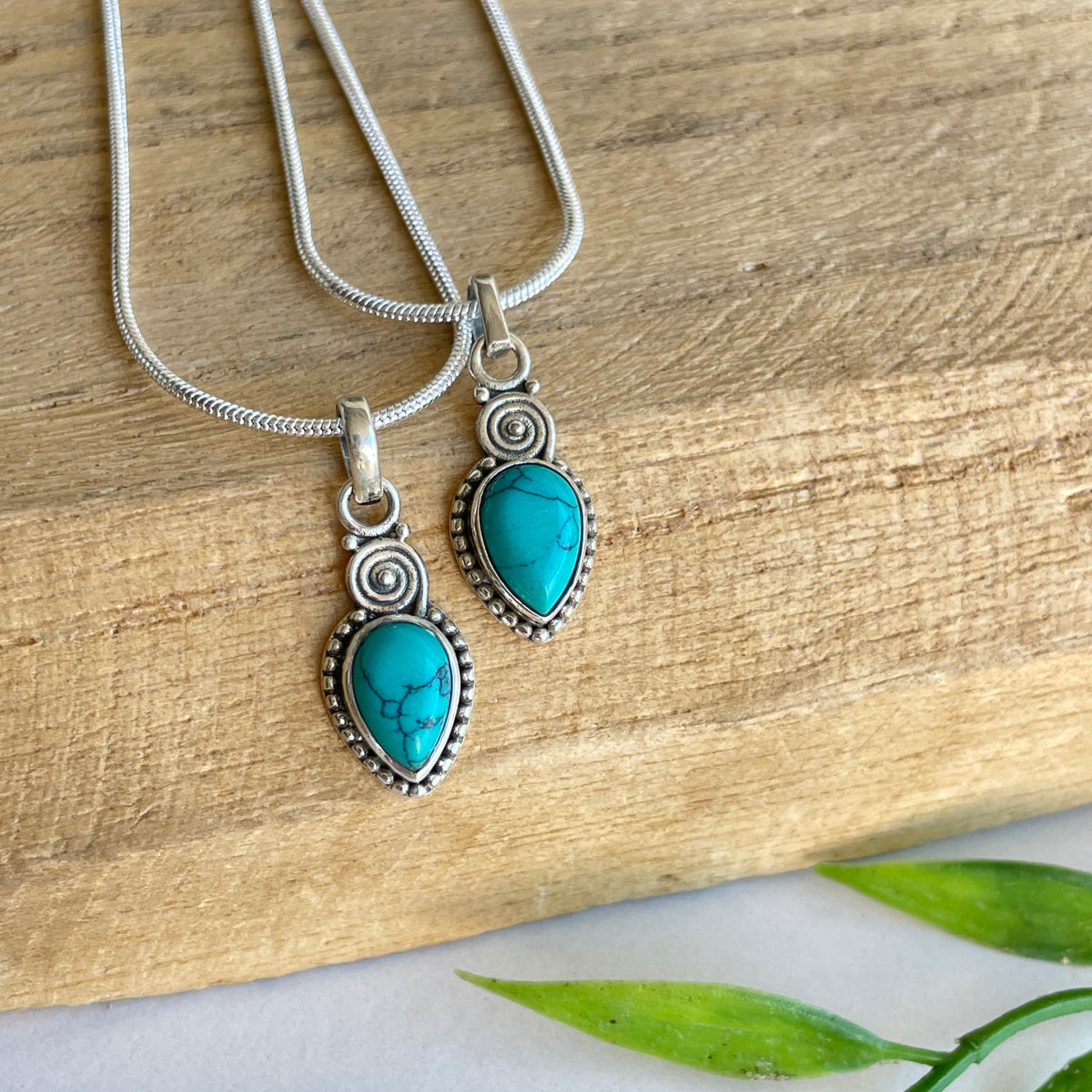 Turquoise Howlite Teardrop Pendant