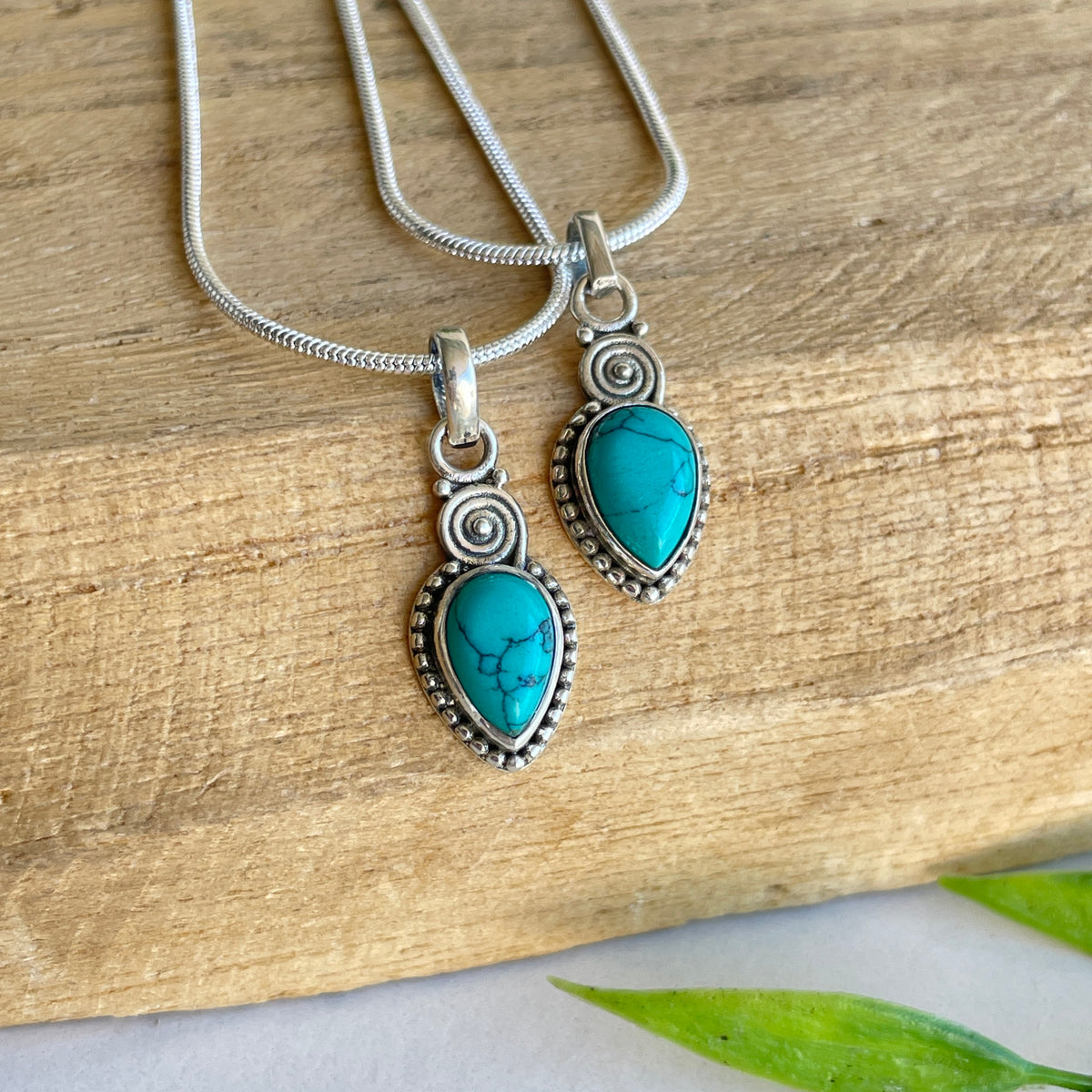 Turquoise Howlite Teardrop Pendant
