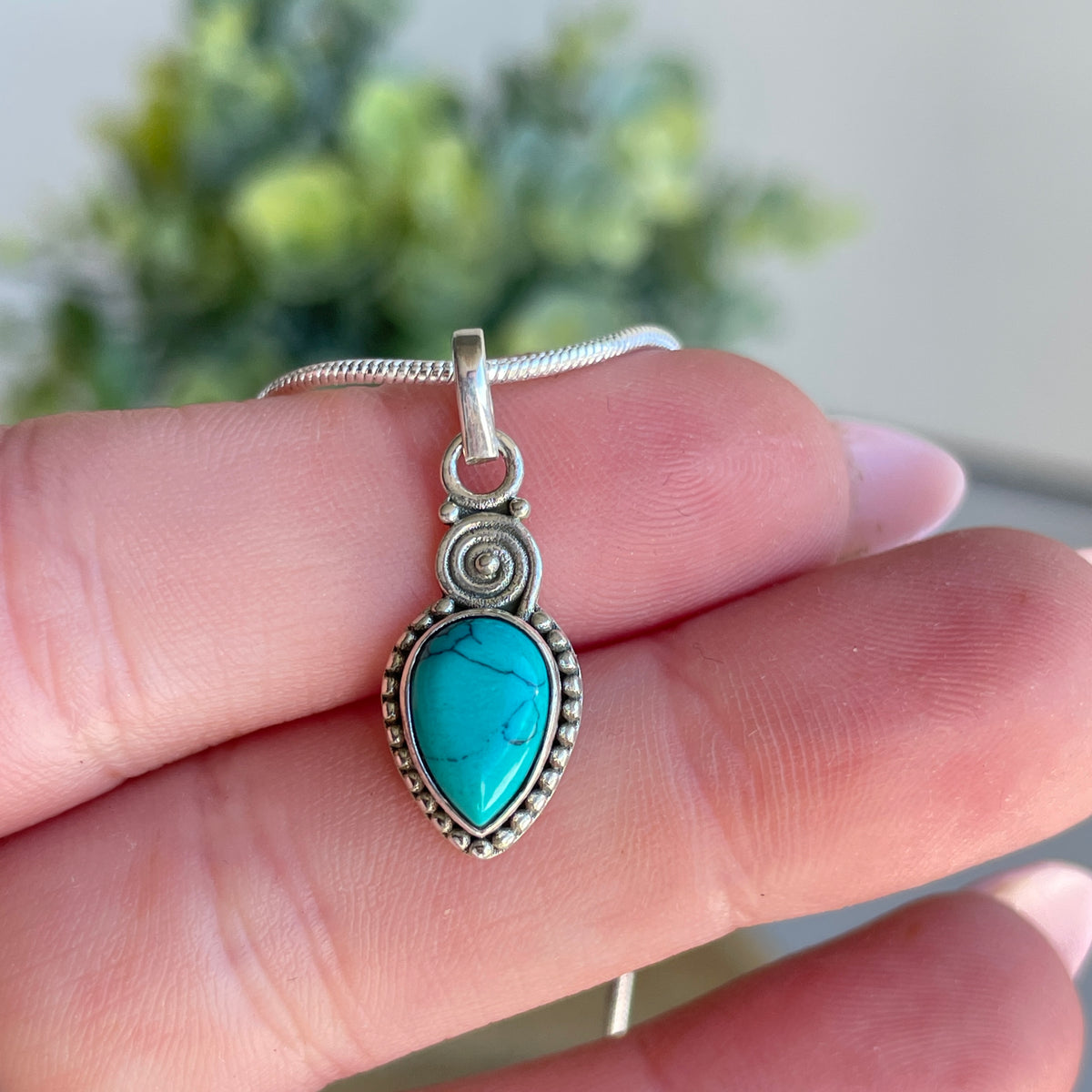 Turquoise Howlite Teardrop Pendant