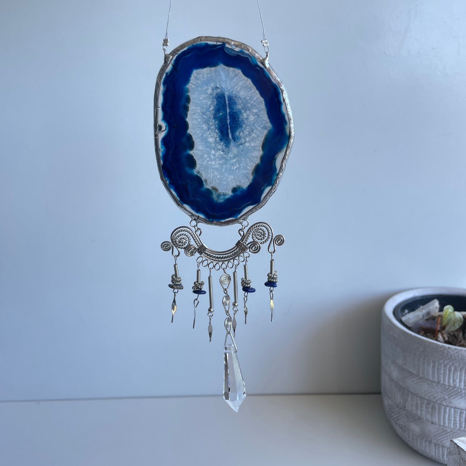 Blue Agate Slice Hanging