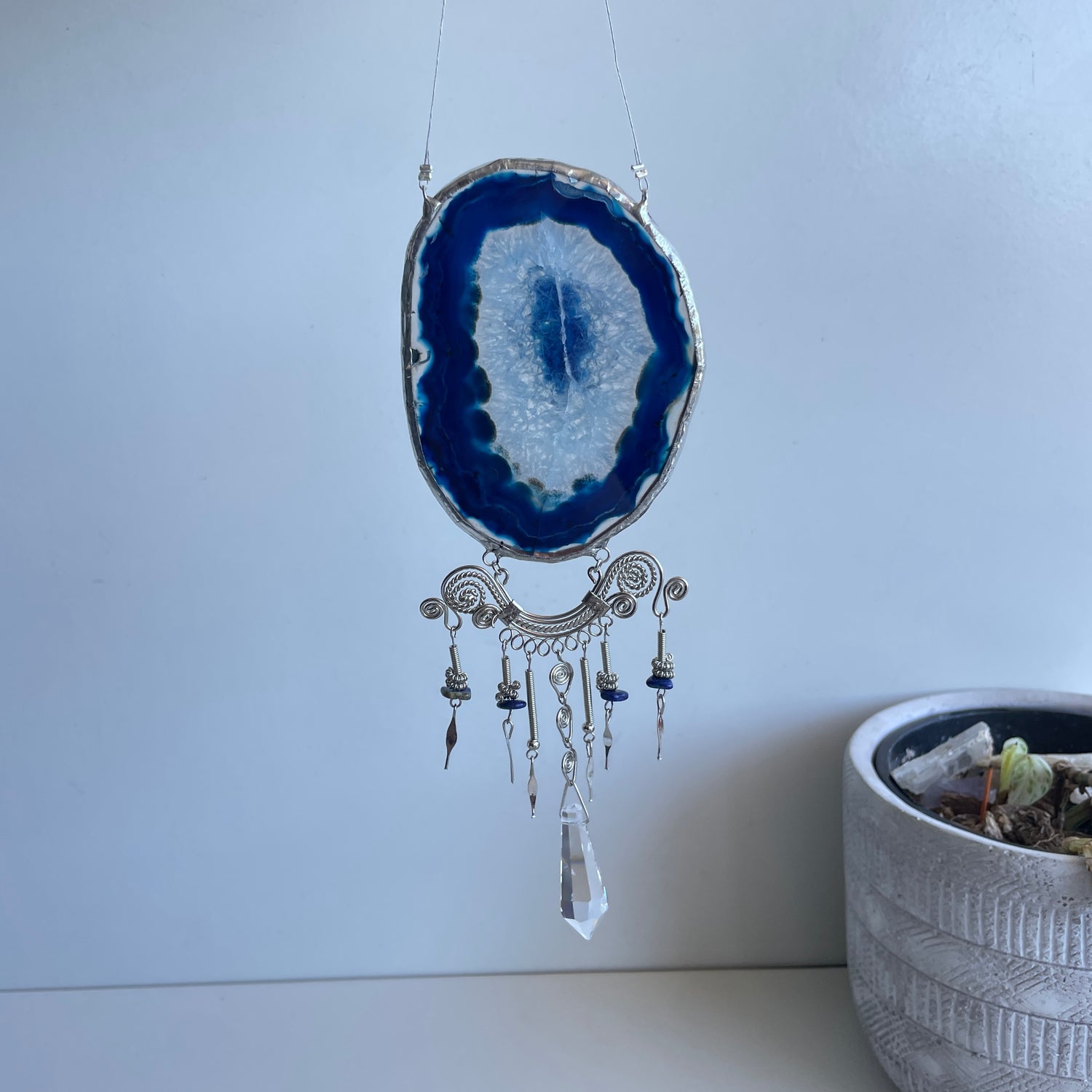 Blue Agate Slice Hanging