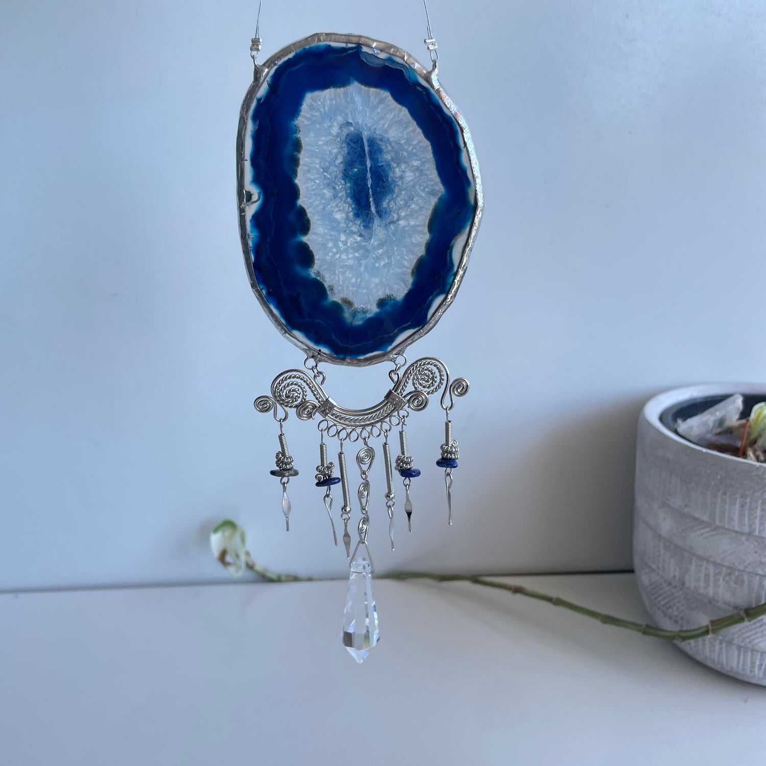 Blue Agate Slice Hanging