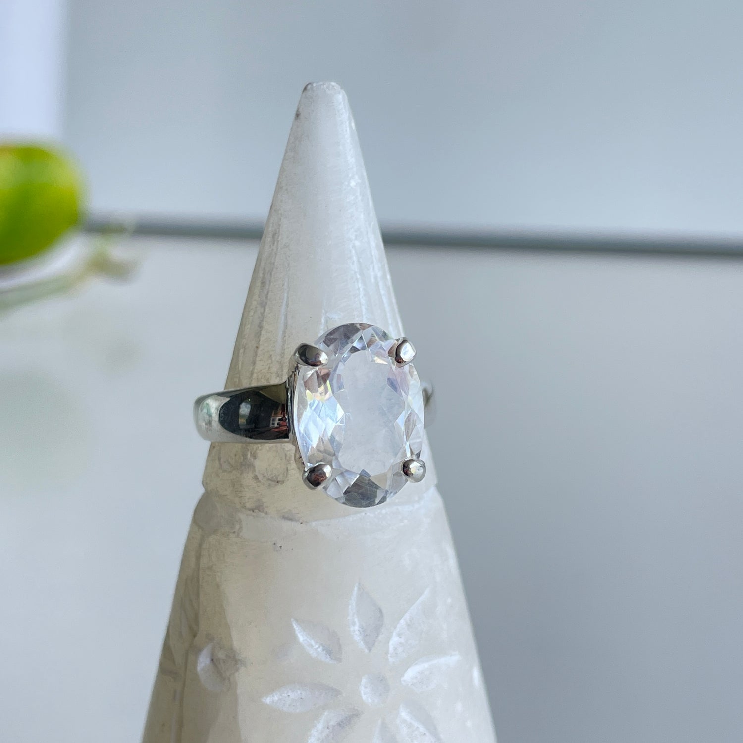 Clear Quartz Oval Ring Sz8.5