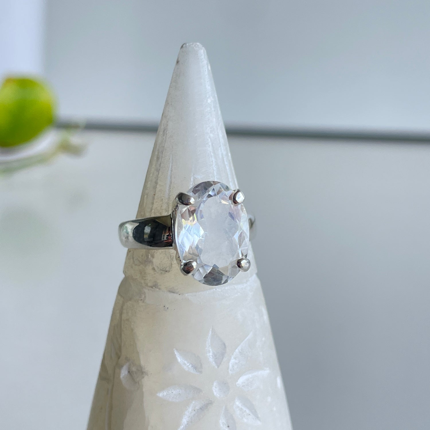 Clear Quartz Oval Ring Sz8.5
