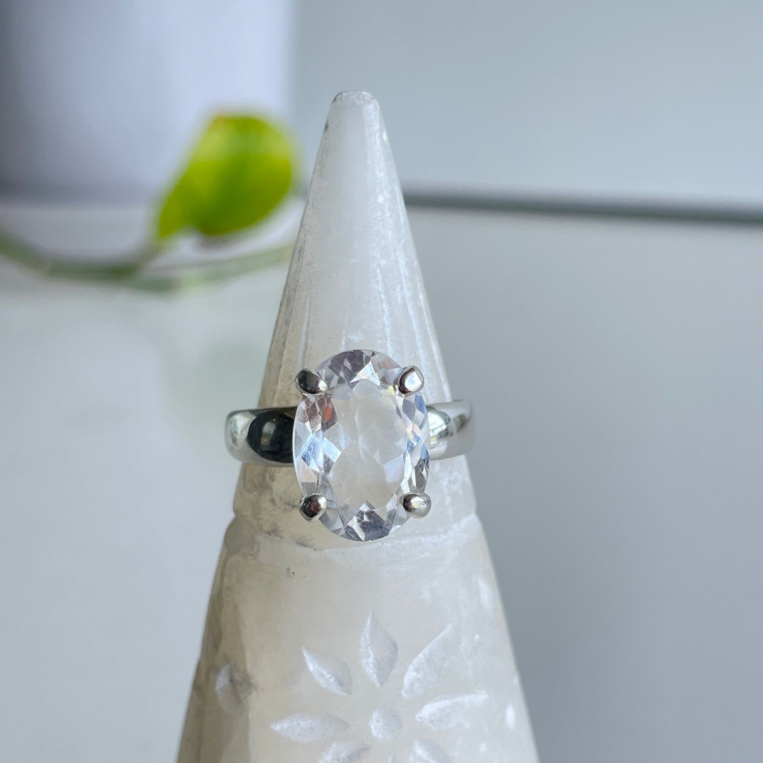 Clear Quartz Oval Ring Sz8.5