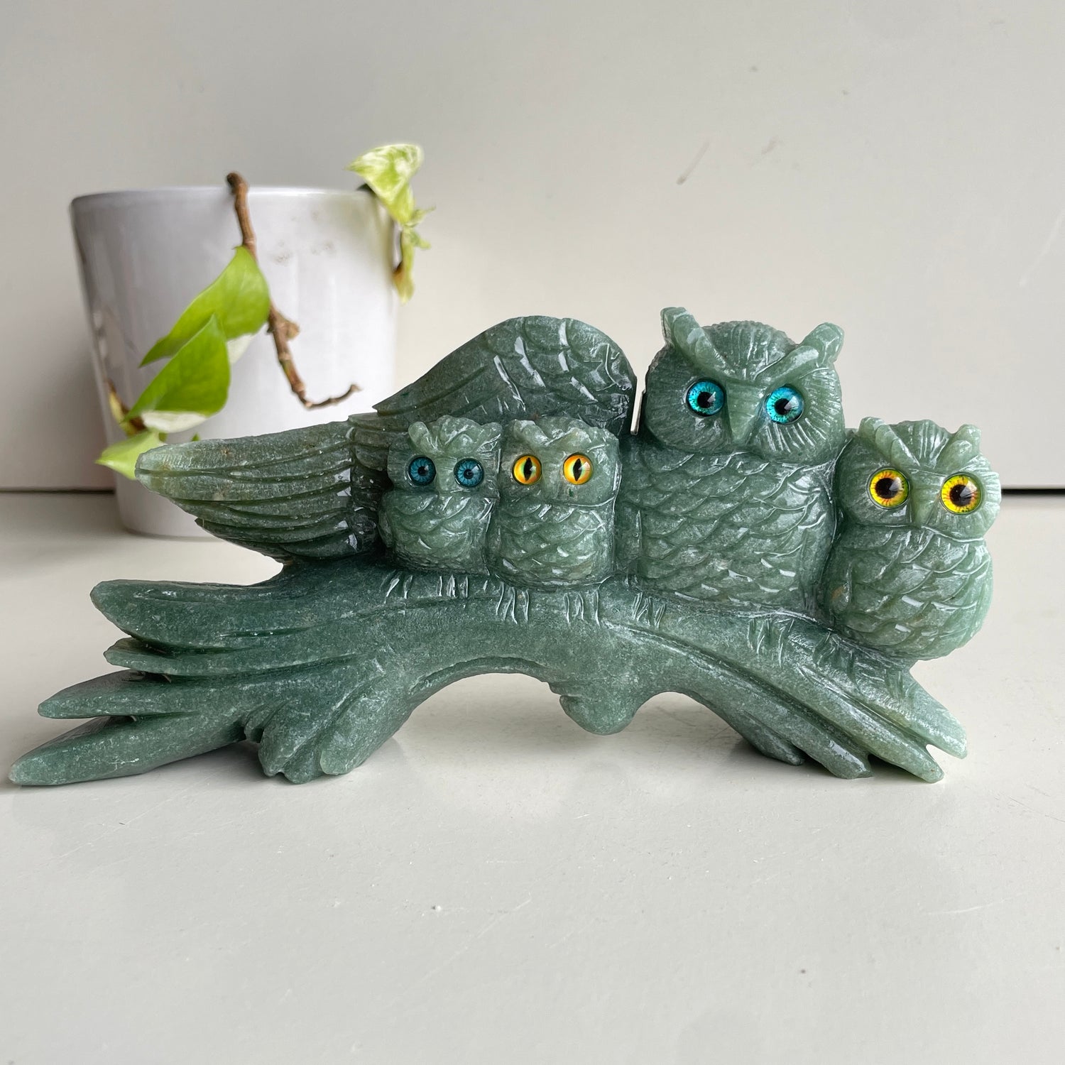 Green Aventurine Owls
