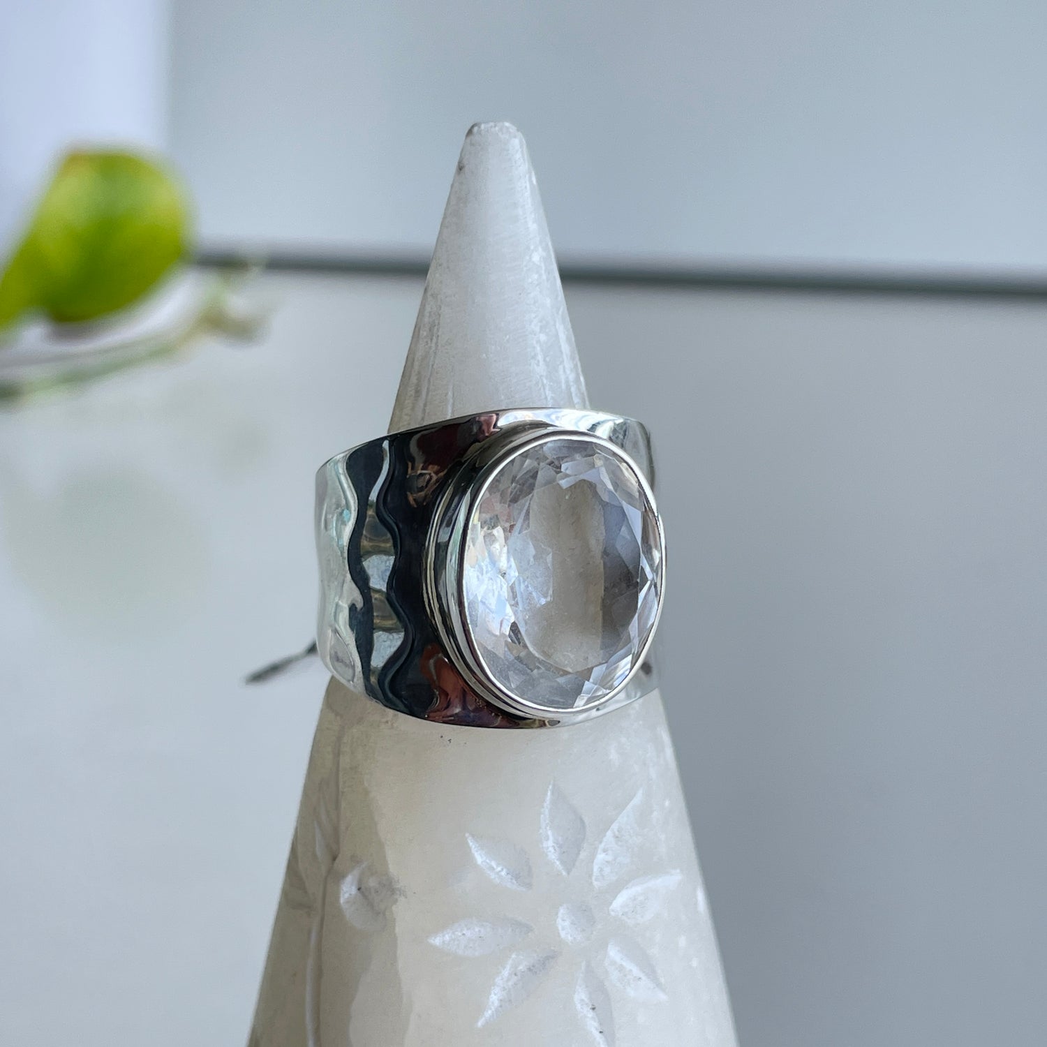 Clear Quartz Oval Ring Sz10