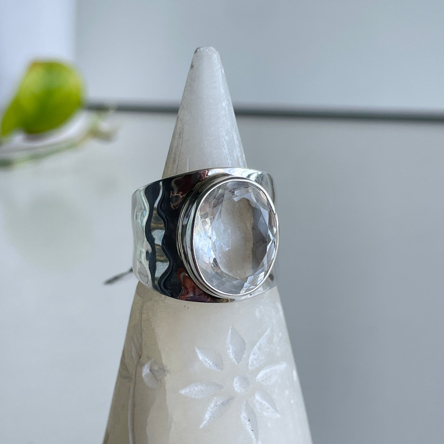 Clear Quartz Oval Ring Sz10