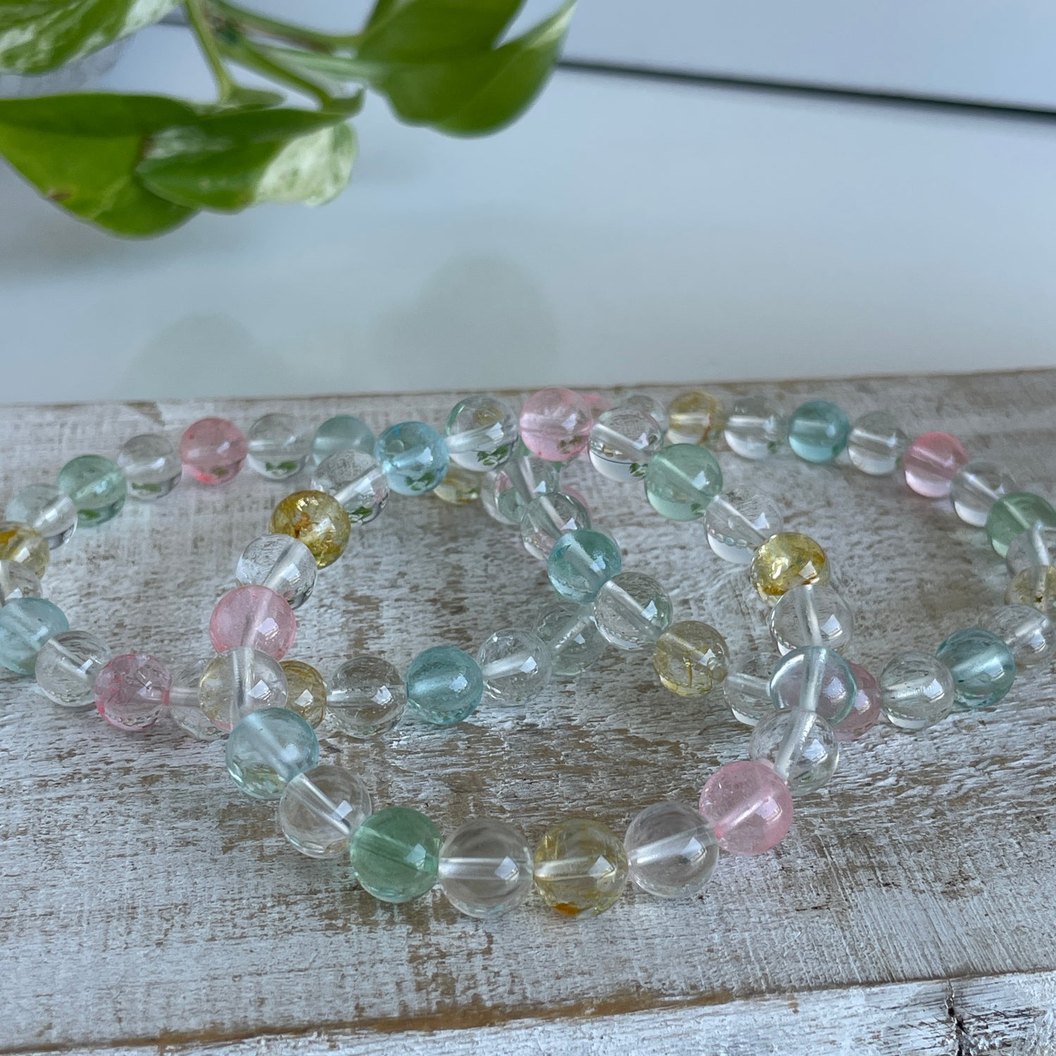 Mixed Topaz 8mm Beaded Bracelet