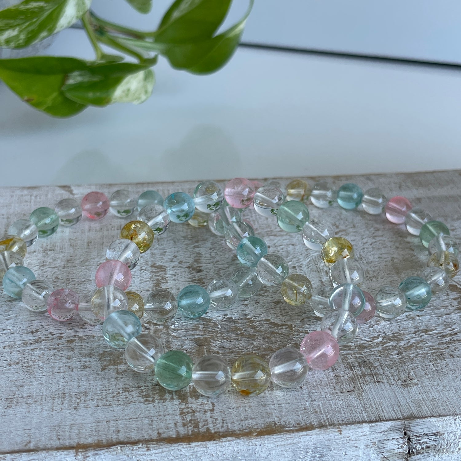 Mixed Topaz 8mm Beaded Bracelet