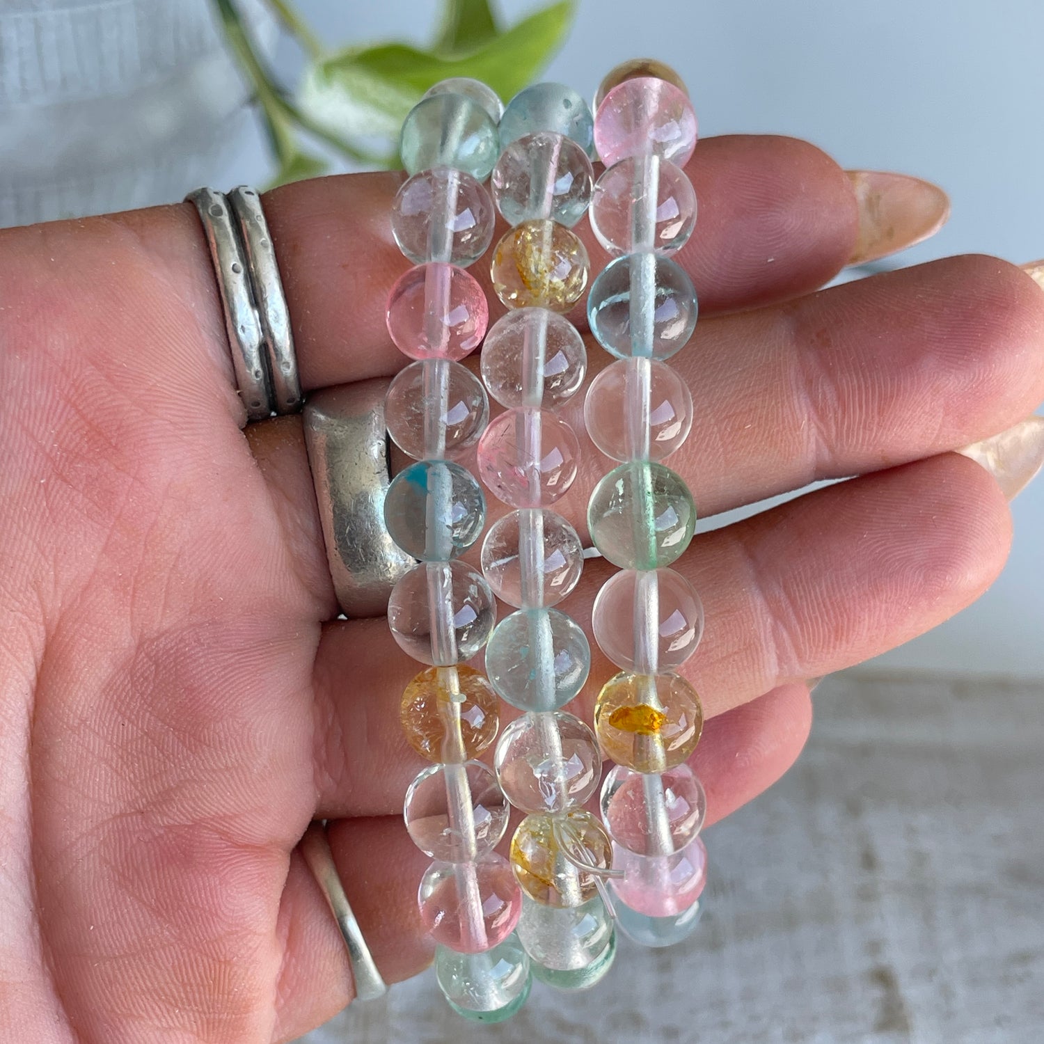 Mixed Topaz 8mm Beaded Bracelet