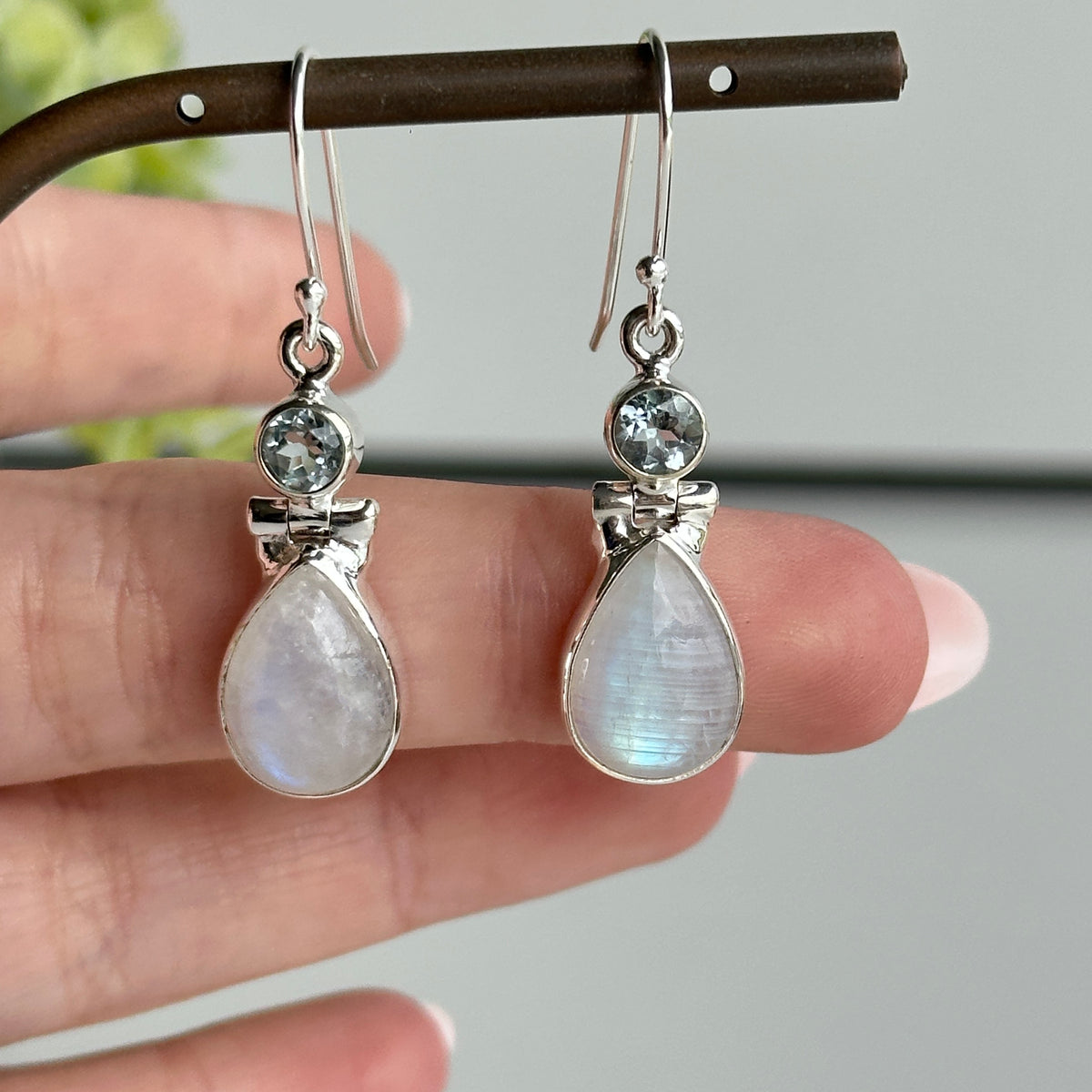 Moonstone Blue Topaz Earrings